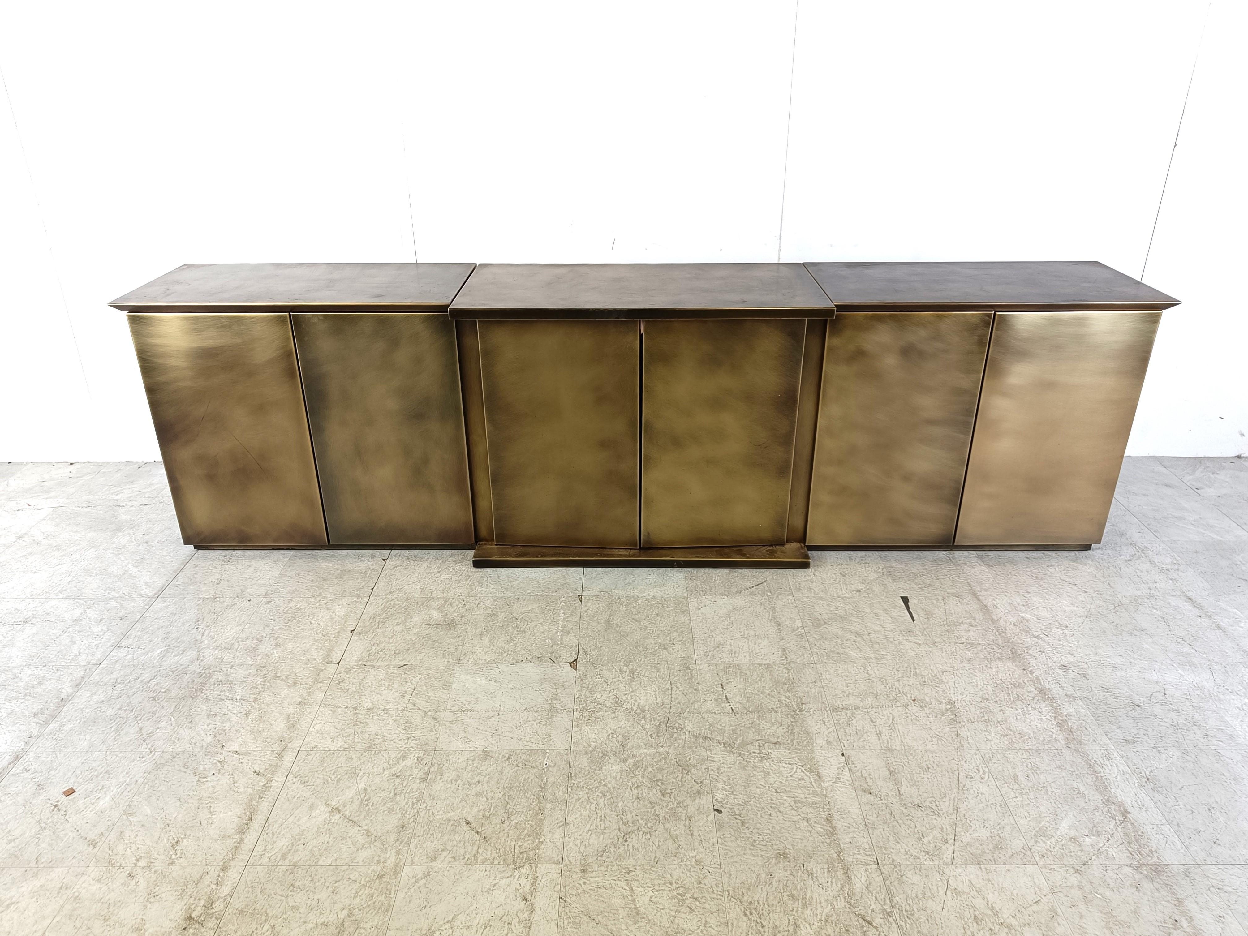 Belgian XL brass credenza by Belgochrom, 1980s