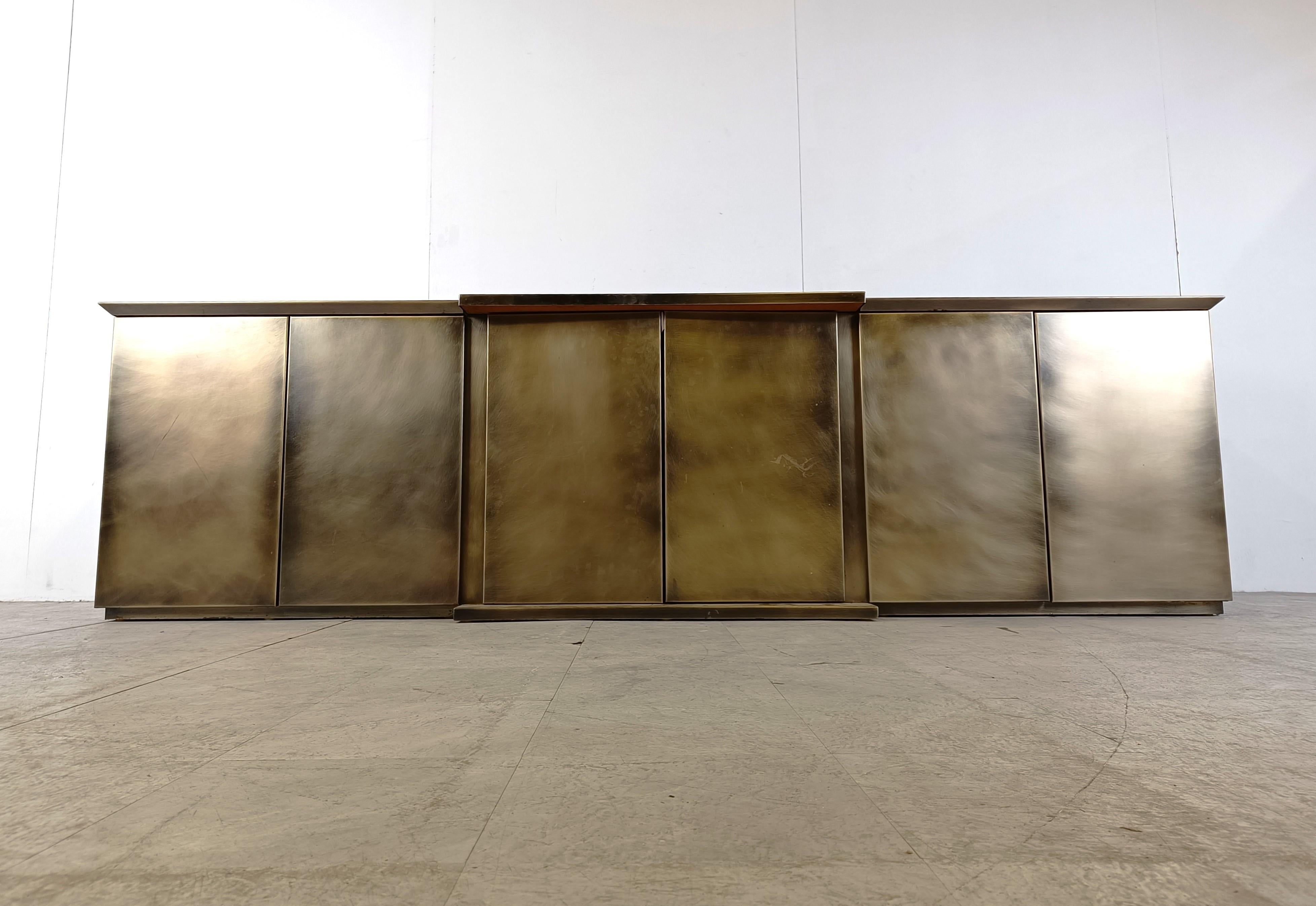 Late 20th Century XL brass credenza by Belgochrom, 1980s