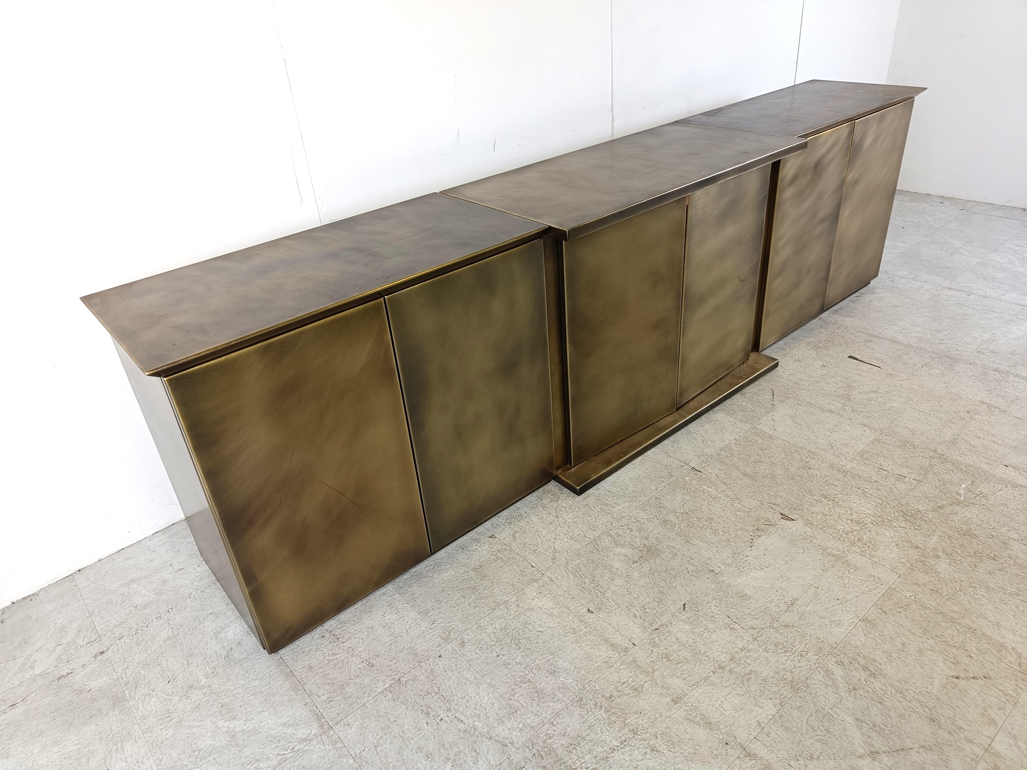 Brass XL brass credenza by Belgochrom, 1980s