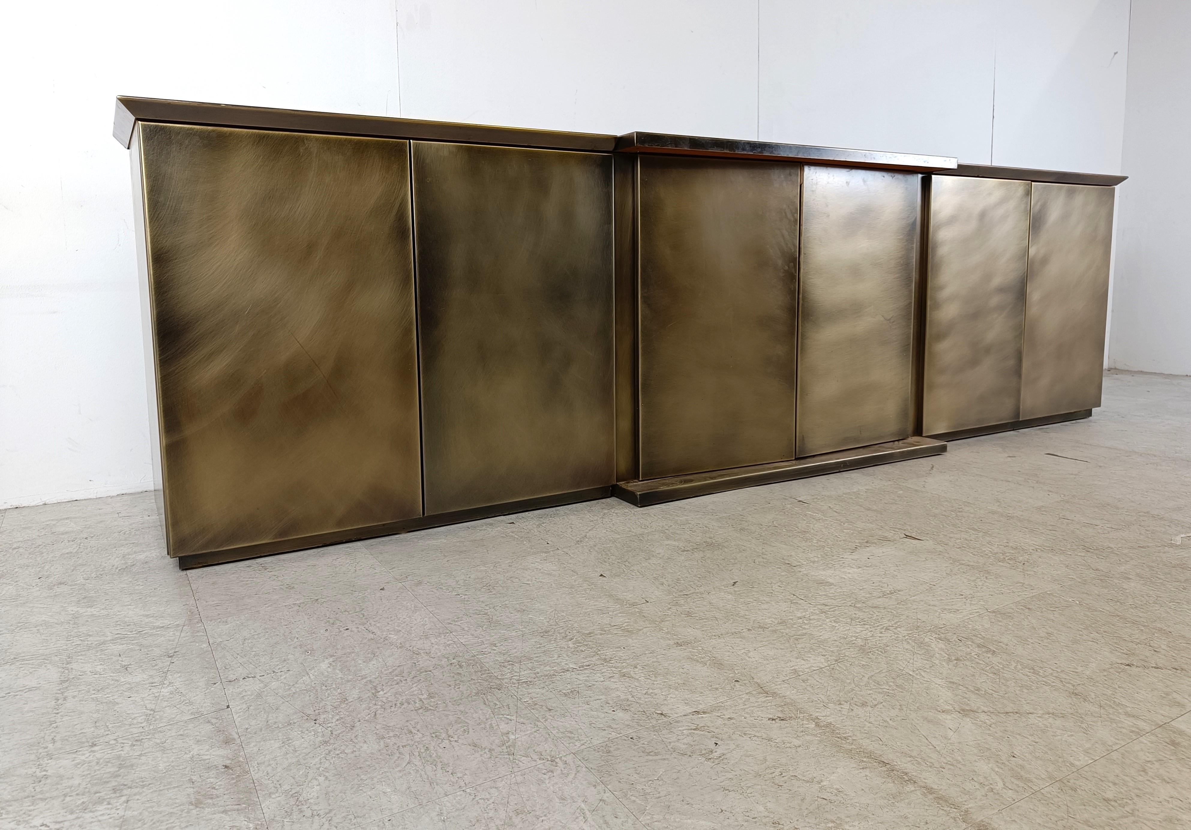 XL brass credenza by Belgochrom, 1980s 1