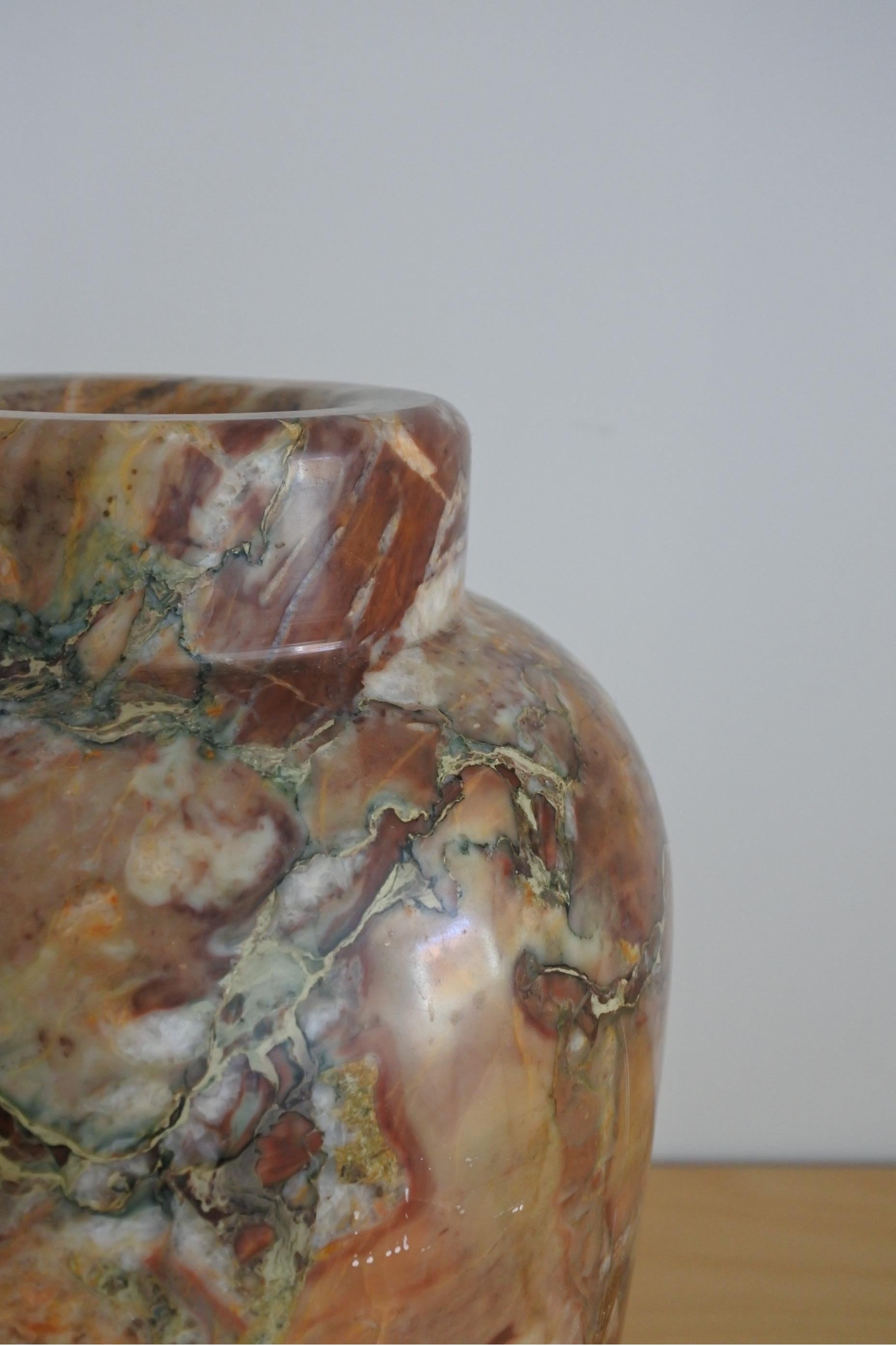French XL Breccia Marble Vase from France, 1950s