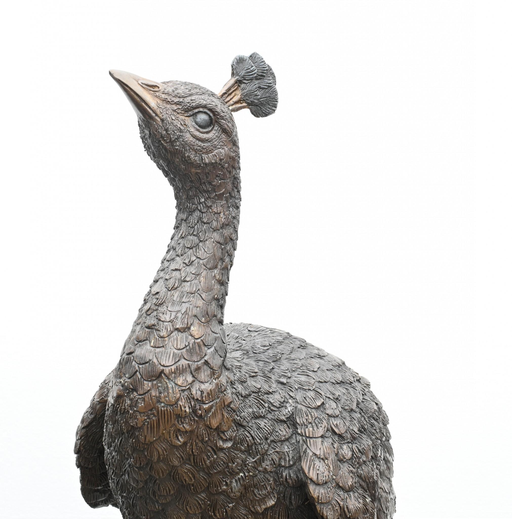 XL Bronce Pavo Real Estatua Gallina Jardín Pájaro Fundición 5 Pies en venta 4