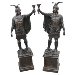 XL Bronze Roman Gladiator Statues Lamps Figures 8 Ft 246 CM Security Guards