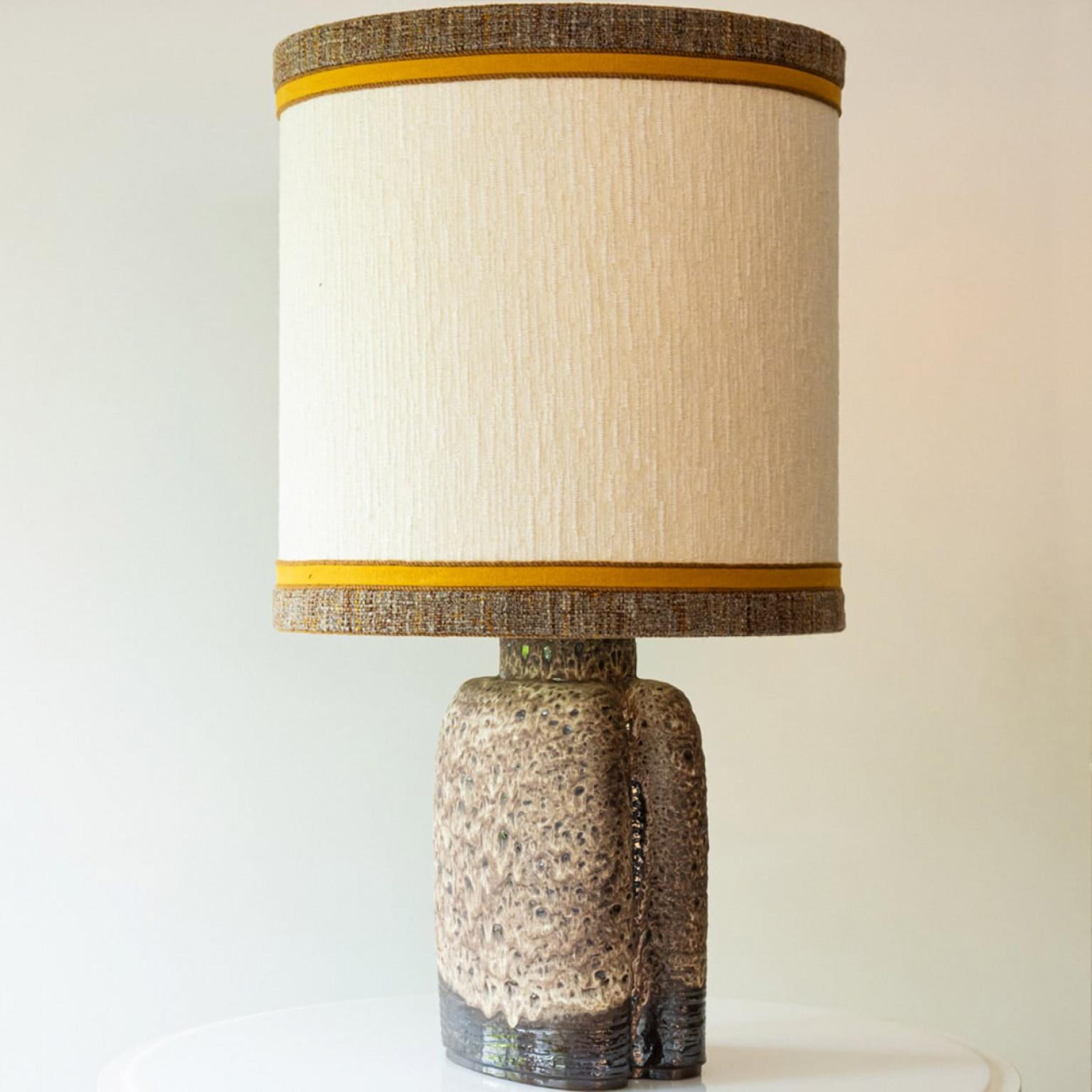 XL Brown and Beige Ceramic Floor Table Lamp,  Denmark For Sale 3