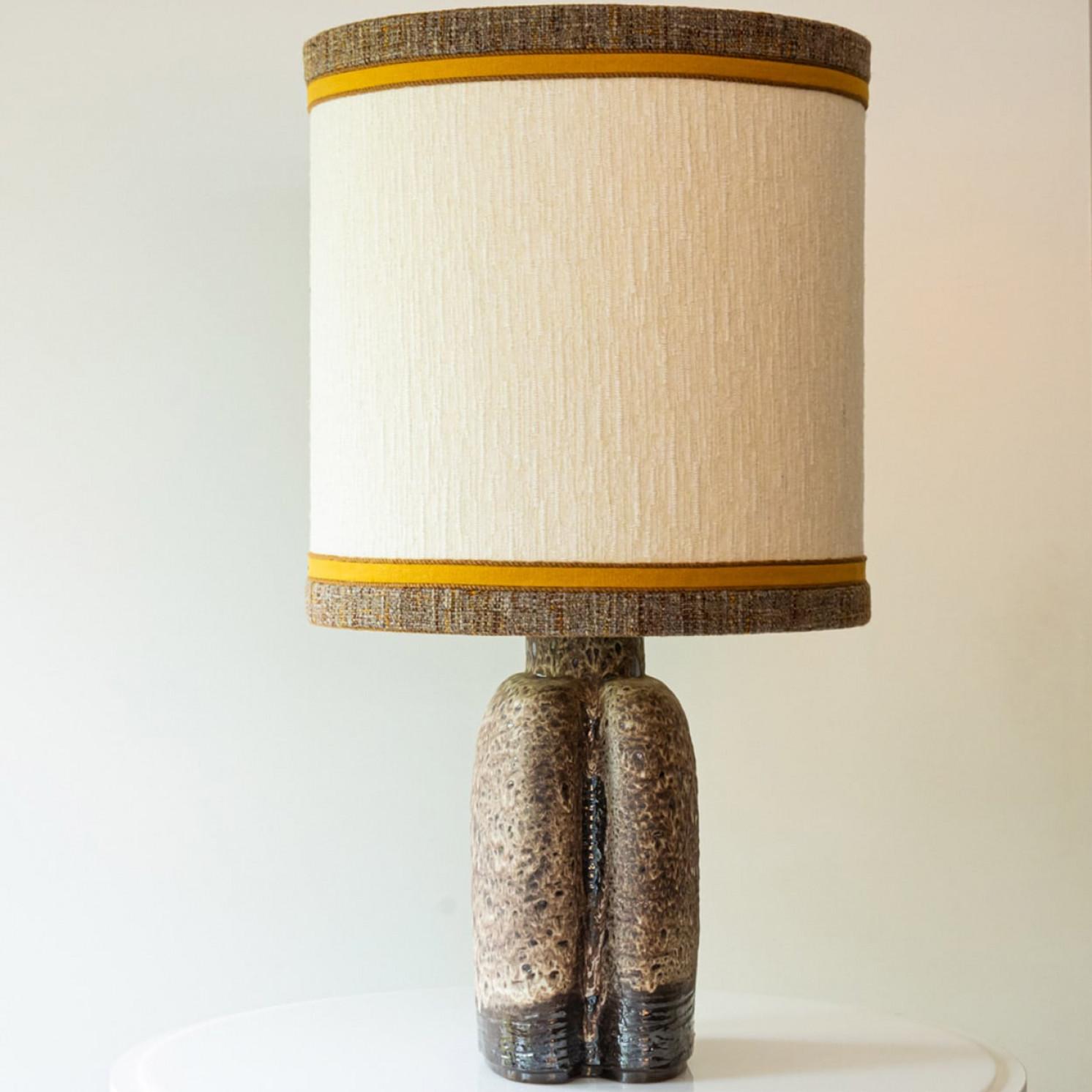 XL Brown and Beige Ceramic Floor Table Lamp,  Denmark For Sale 4