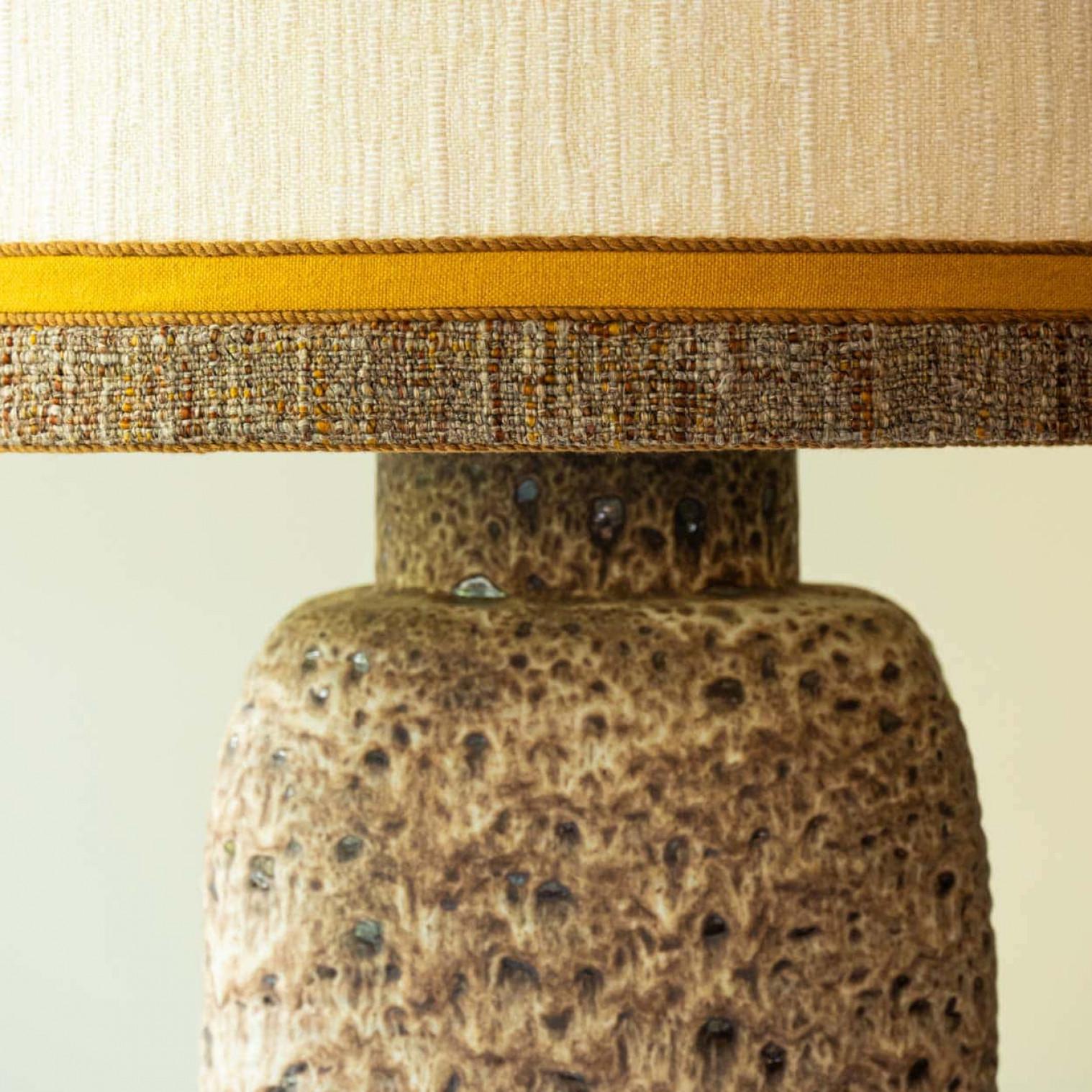 Brutalist XL Brown and Beige Ceramic Floor Table Lamp,  Denmark For Sale