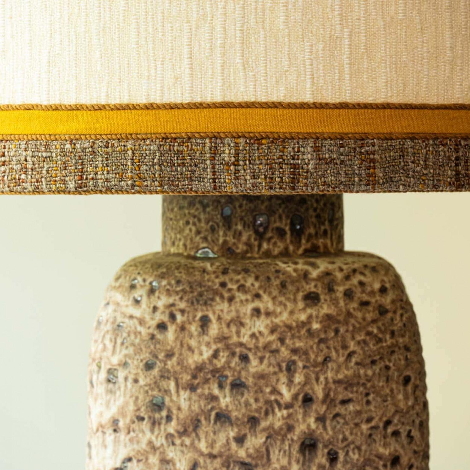Brutalist XL Brown and Beige Ceramic Floor Table Lamp,  Denmark For Sale