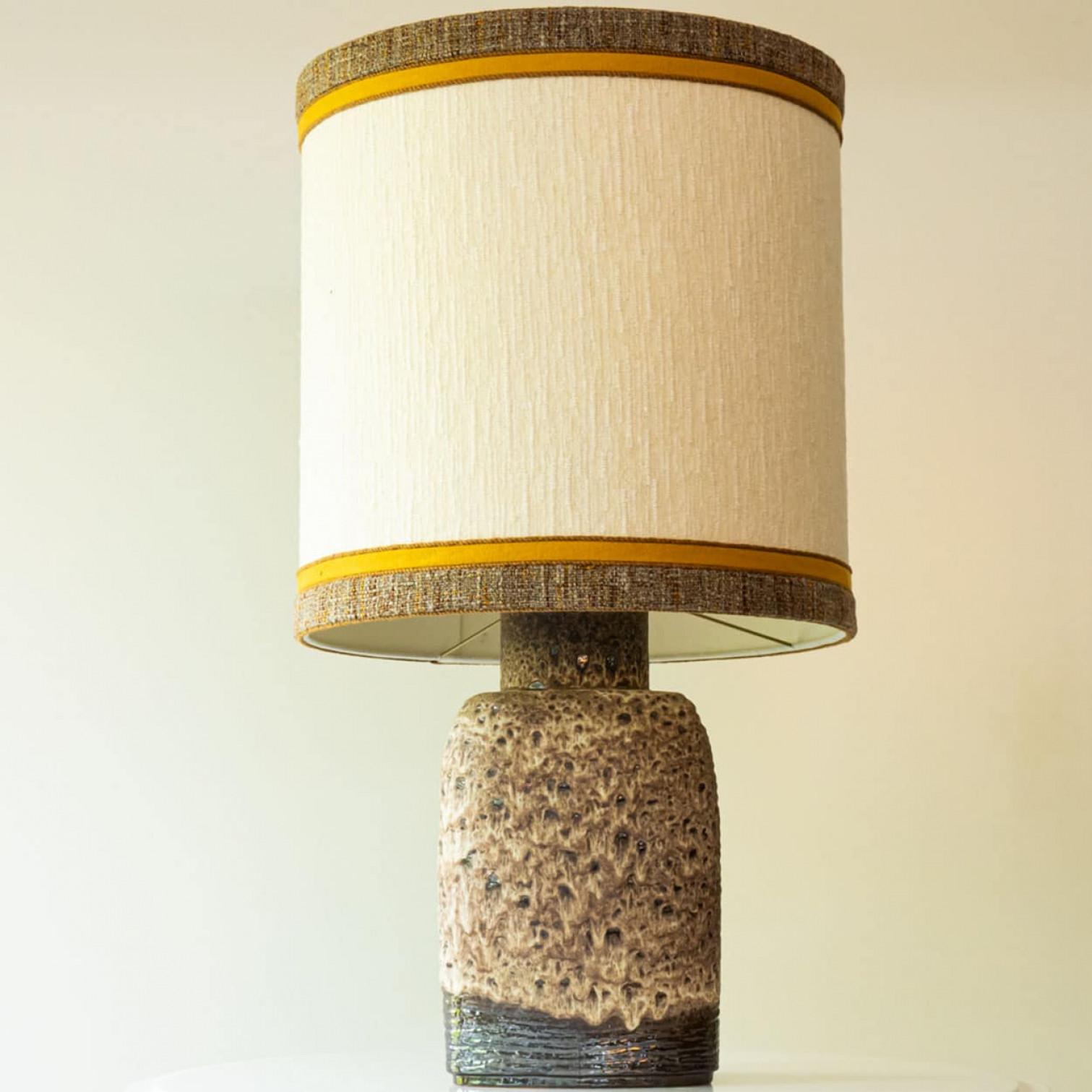 Danish XL Brown and Beige Ceramic Floor Table Lamp,  Denmark For Sale