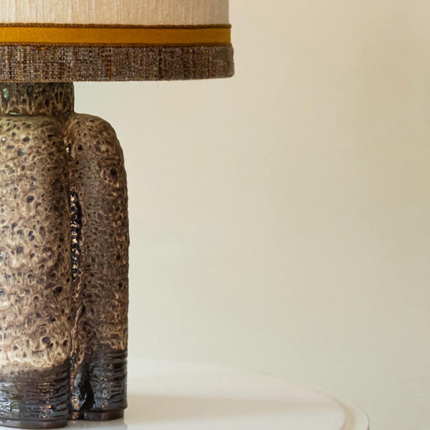 Other XL Brown and Beige Ceramic Floor Table Lamp,  Denmark For Sale