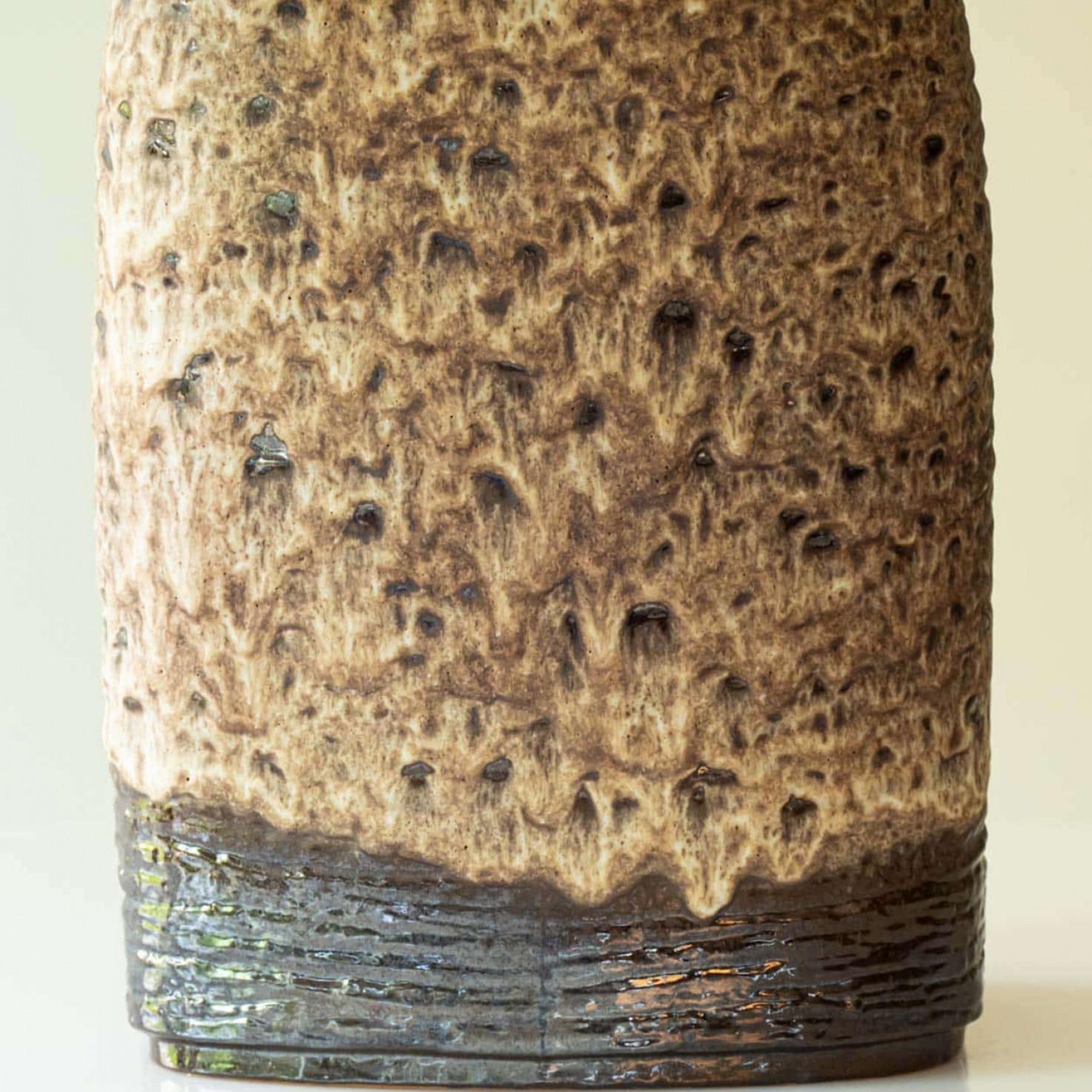 XL Lampe à poser en céramique marron et beige,  Danemark Bon état - En vente à Rijssen, NL