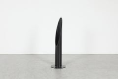 XL Brutalist Black Enameled Metal Floor Candle Holder