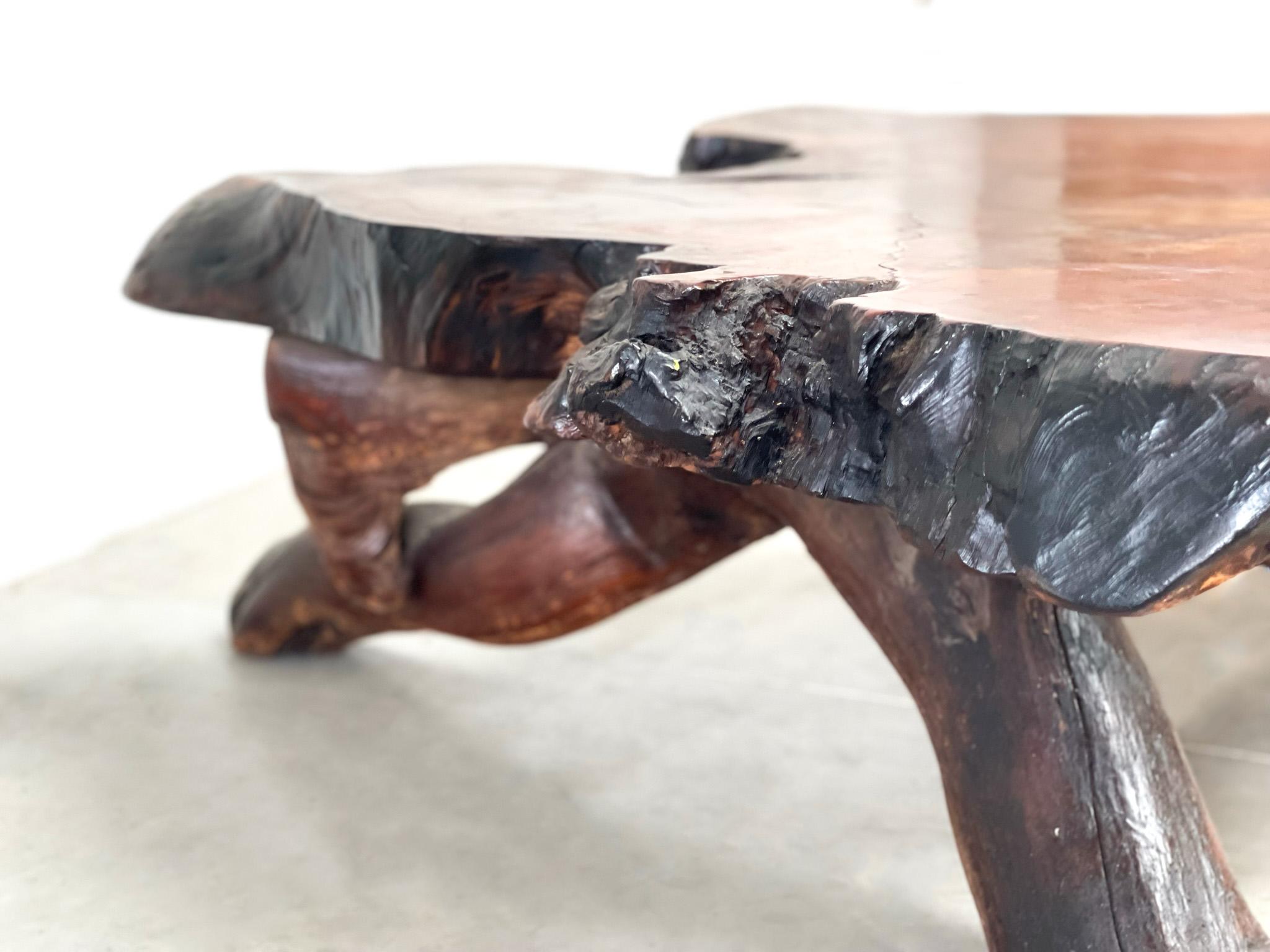 XL Brutalist sequoia tree trunk coffee table 1