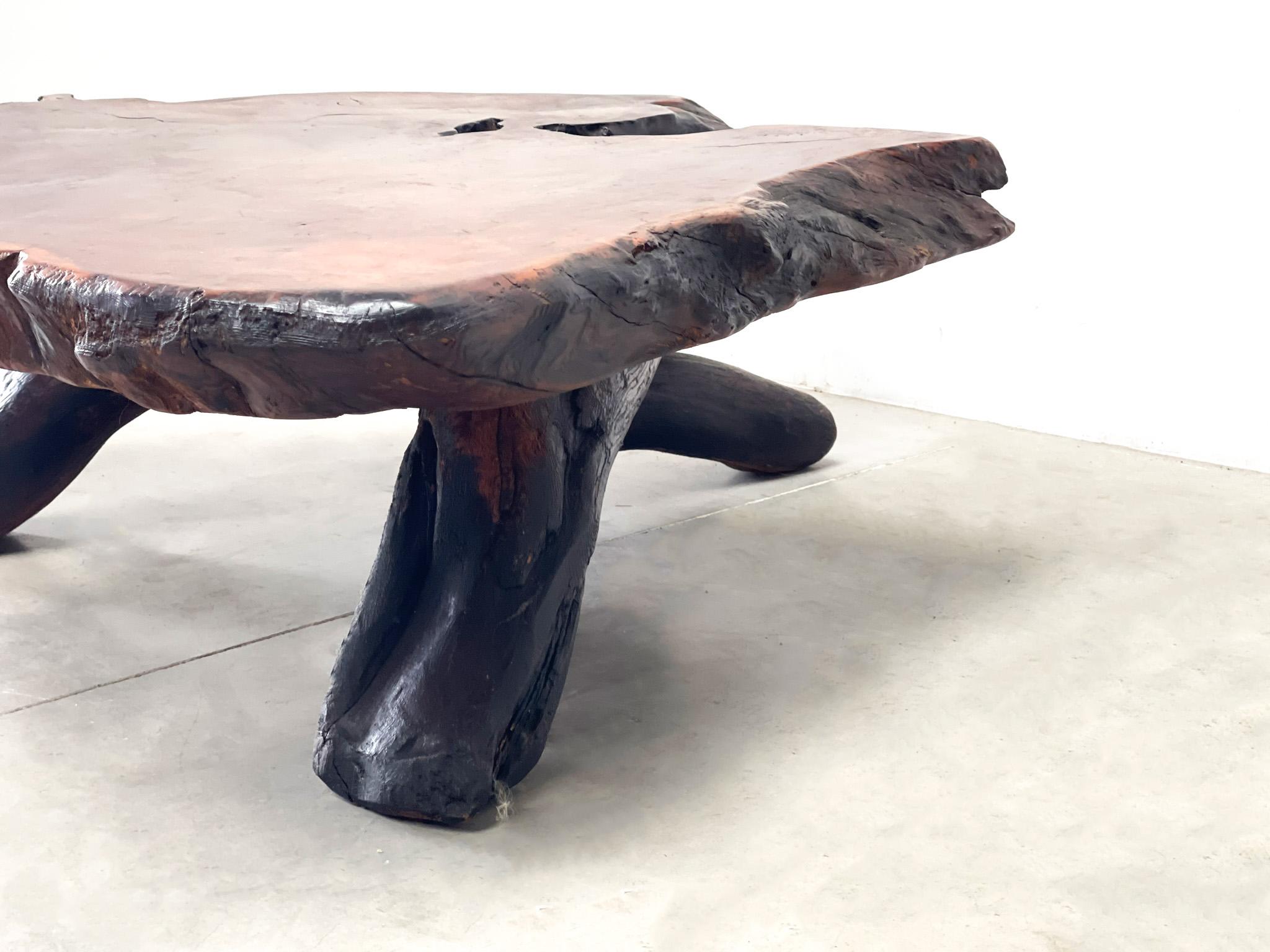 XL Brutalist sequoia tree trunk coffee table 2