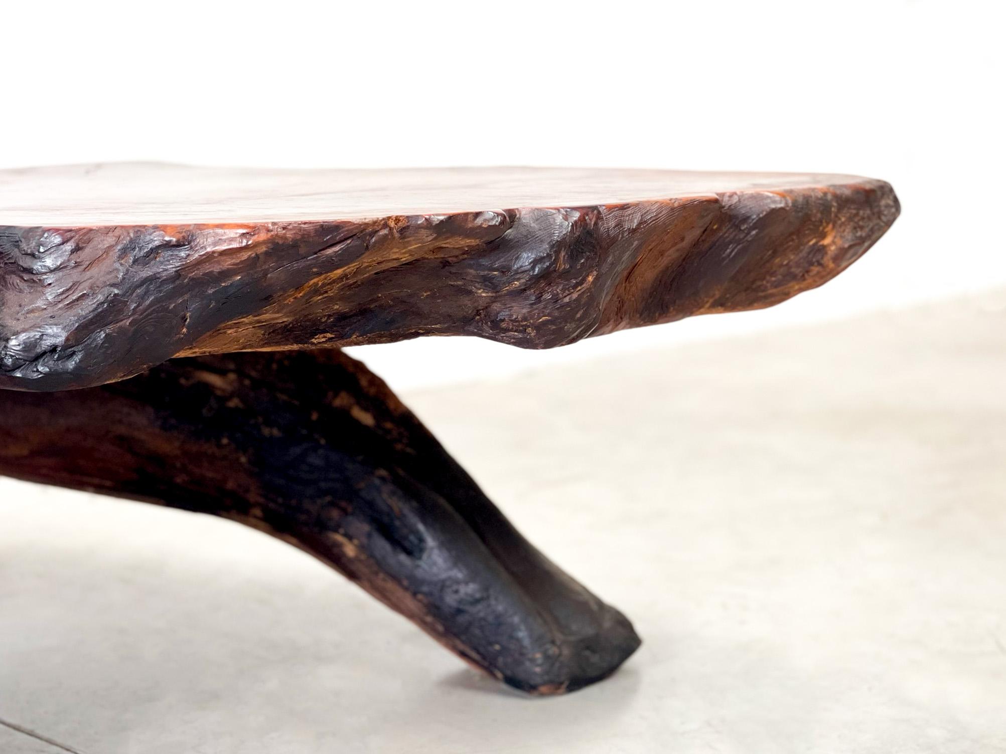 XL Brutalist sequoia tree trunk coffee table 3