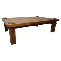 XL Brutalist Solid Oak Wabi-Sabi Coffee Table