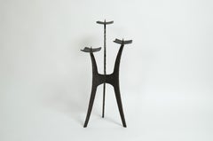 XL Schwarzer Kerzenständer aus Schmiedeeisen im brutalistischen Stil, 1950er Jahre