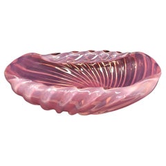XL C.1950s A SEGUSO MURANO "Opalino A Coste" Pink Opalescent Ribbed Glass Bowl