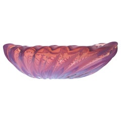 XL C.1950s A SEGUSO MURANO "Opalino A Coste" Pink Opalescent Ribbed Glass Bowl