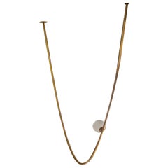 XL Brass Tubing Arch Pendant with Hand Blown Glass Diffuser