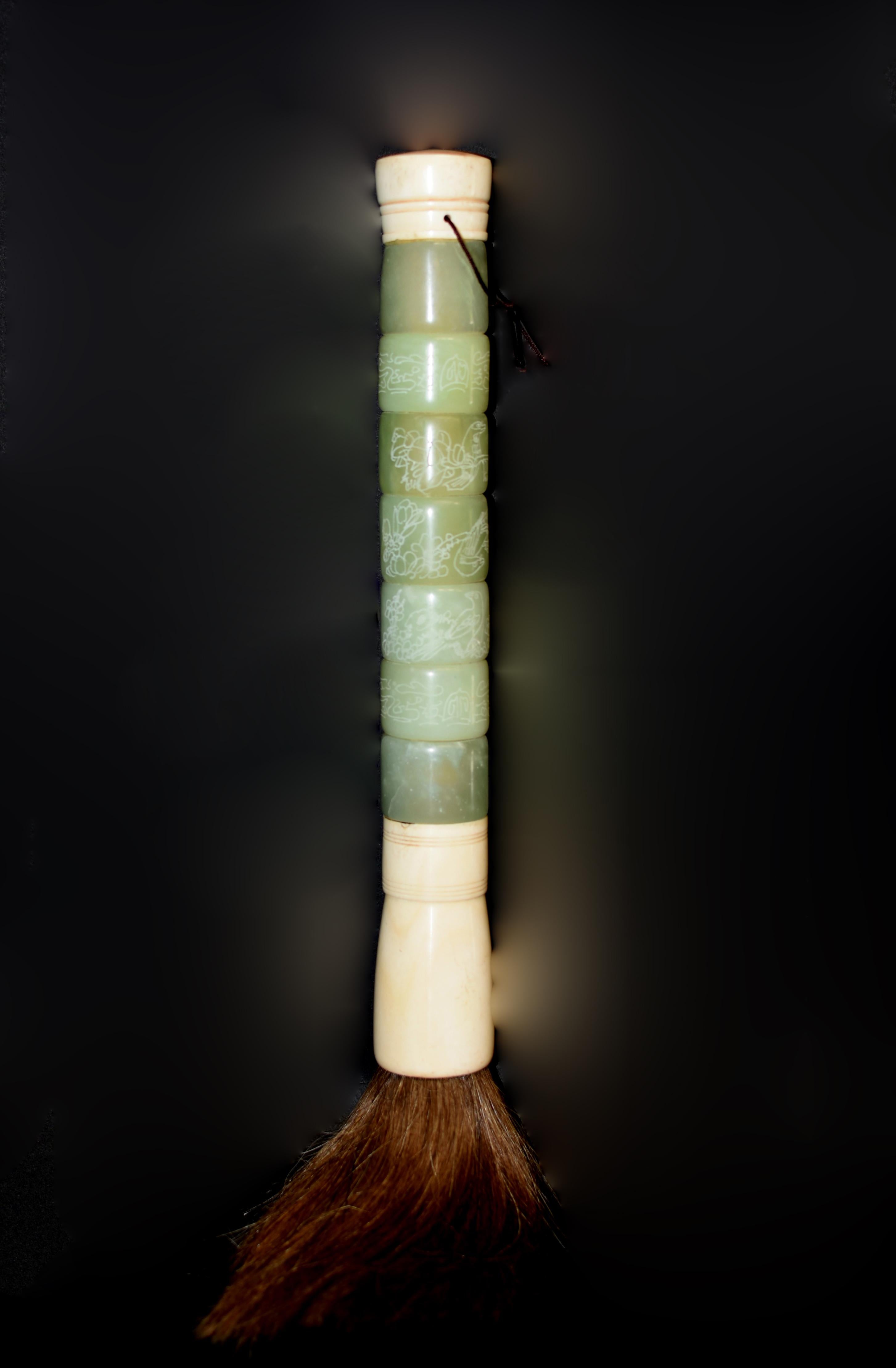 Qing XL Calligraphy Brush Jade Archer's Rings 17