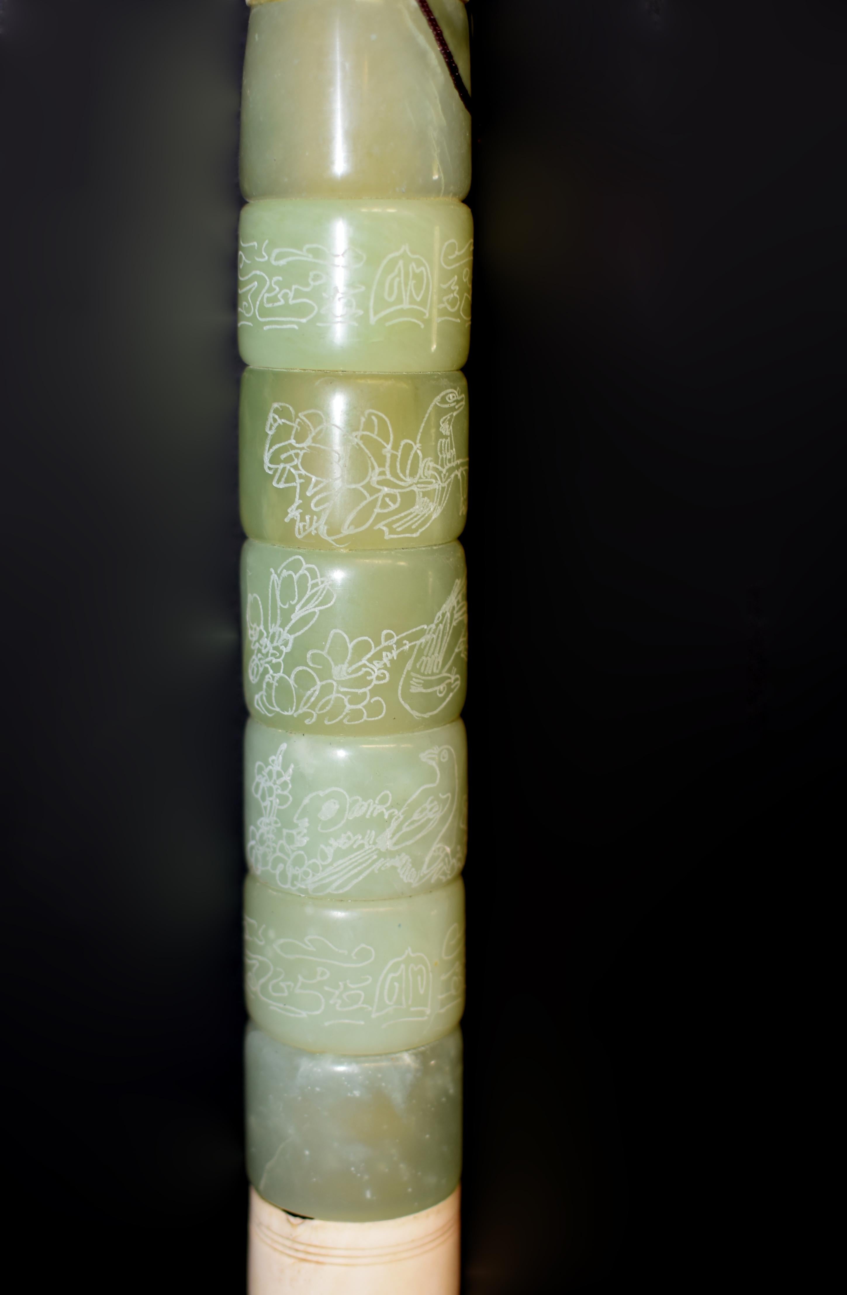 Chinese XL Calligraphy Brush Jade Archer's Rings 17