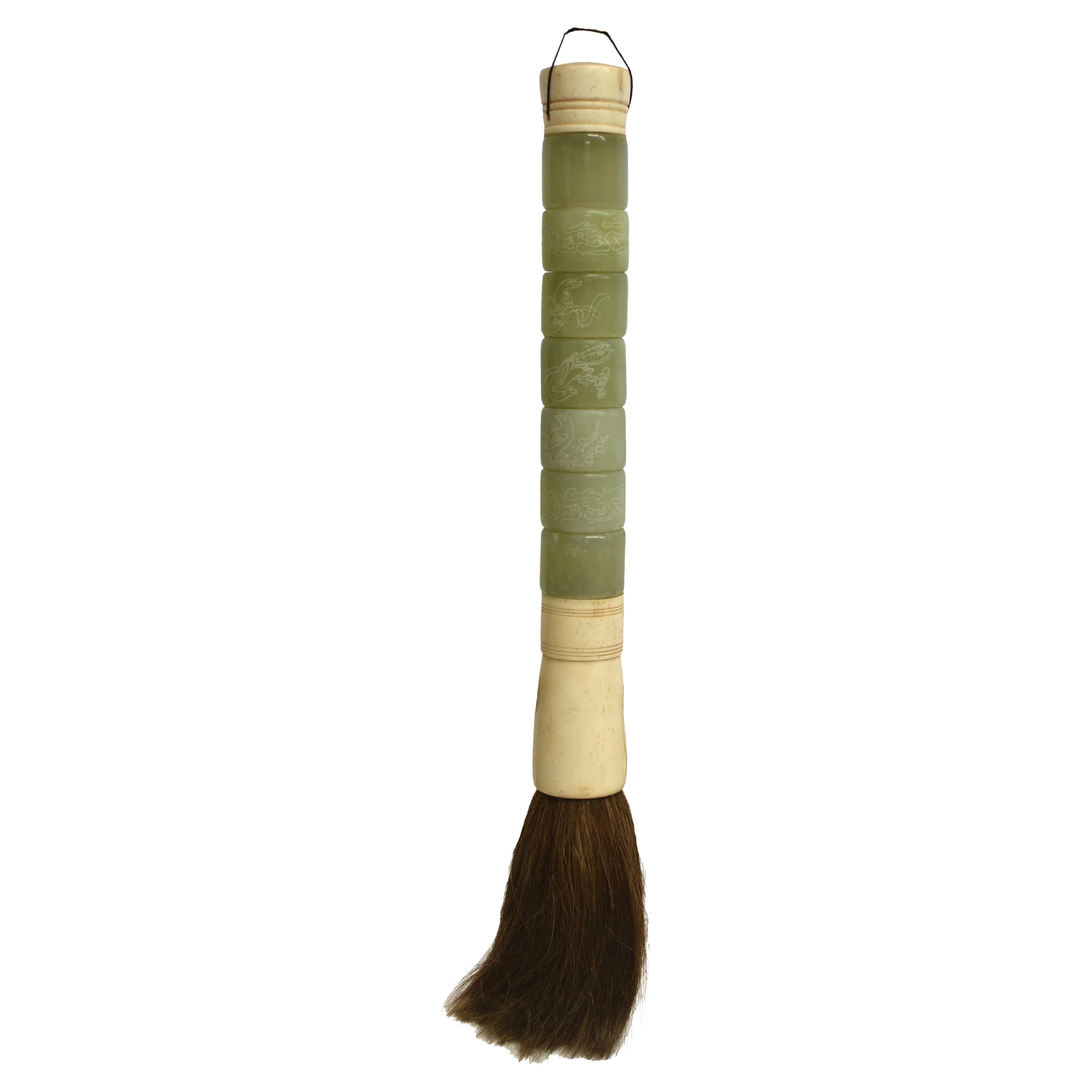 XL Calligraphy Brush Jade Archer's Rings 17" Engraved