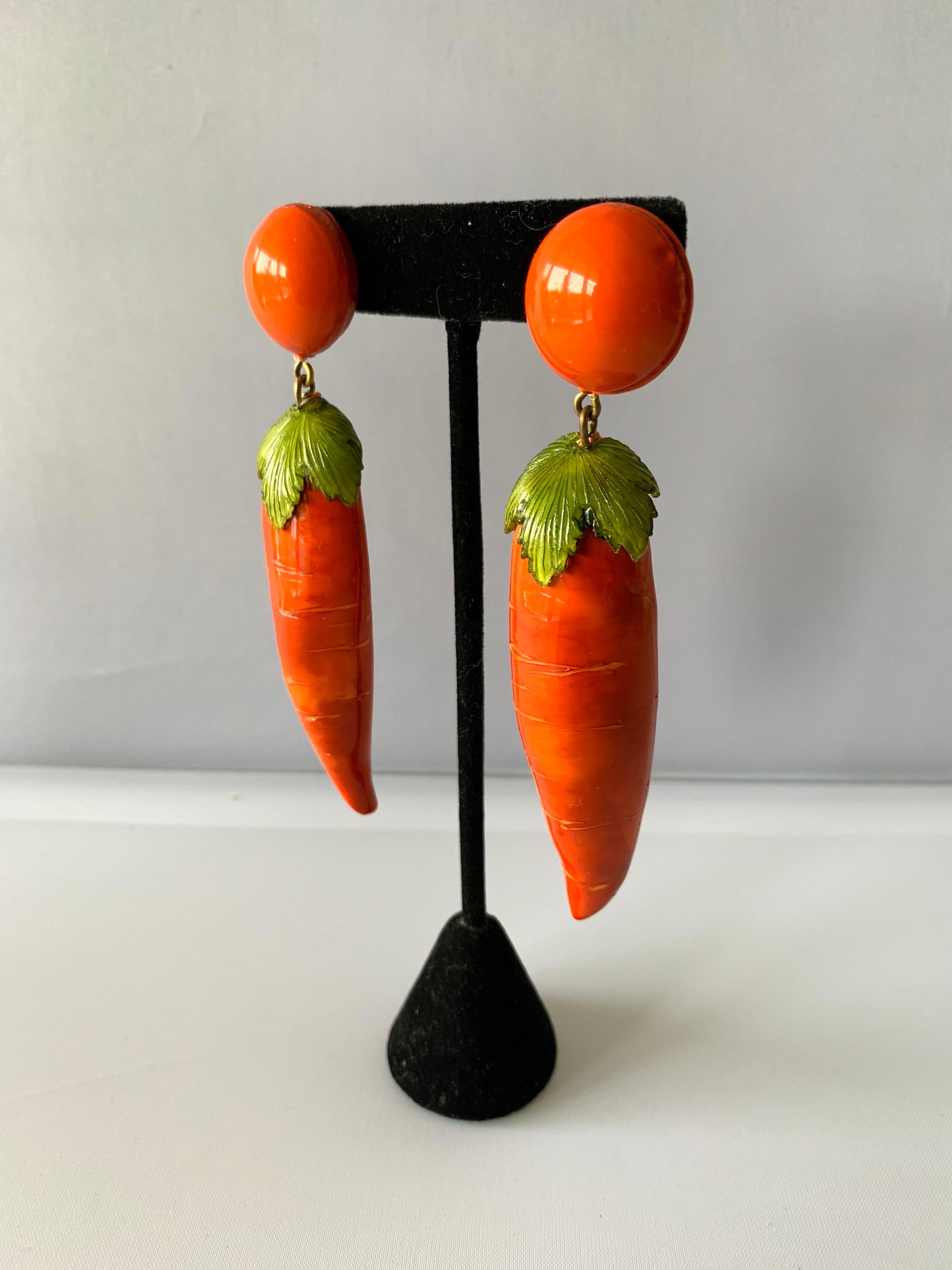 XL Carrot Statement Earrings  In New Condition In Palm Springs, CA
