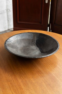 XL Ceramic bowl with layered tones of greenish grey to black