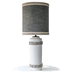 XL Ceramic Floor Lamp Glass Pebble Bands, Gray Custom Lampshade by R. Houben