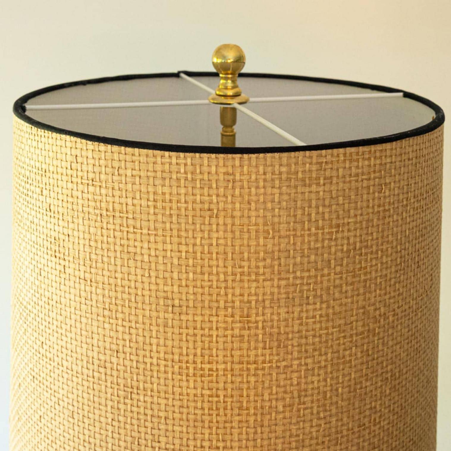 XL Ceramic Floor Table Lamp Cool Grey Blue, New Sand Silk Lampshade by R. Houben In condizioni buone in vendita a Rijssen, NL