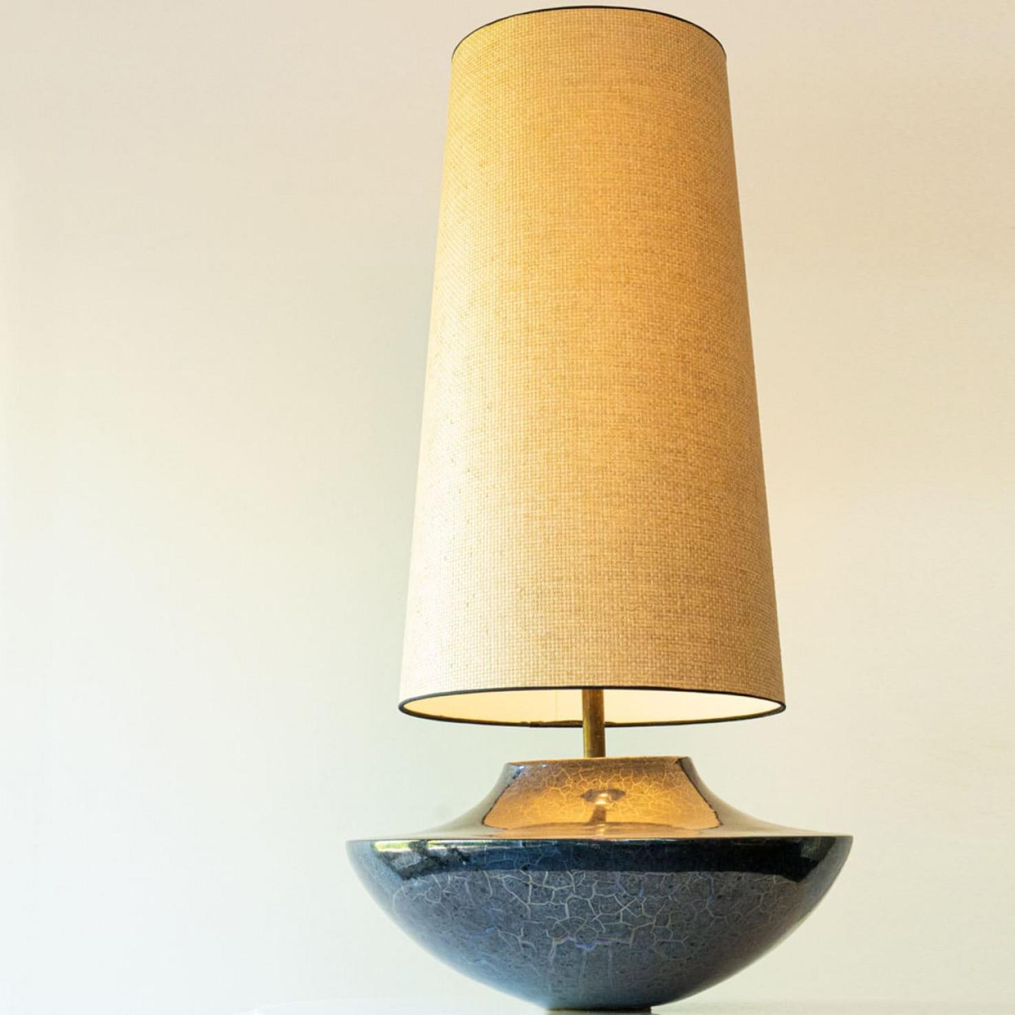 Ceramica XL Ceramic Floor Table Lamp Cool Grey Blue, New Sand Silk Lampshade by R. Houben in vendita