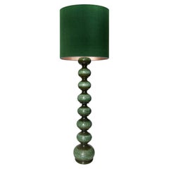 XL Ceramic Floorlamp by Kaiser with New Silk Lampshade by René Houben