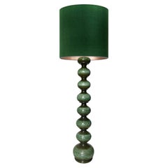 XL Ceramic Floorlamp by Kaiser with New Silk Lampshade by René Houben