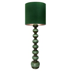 XL Ceramic Floorlamp by Kaiser with New Silk Lampshade by René Houben