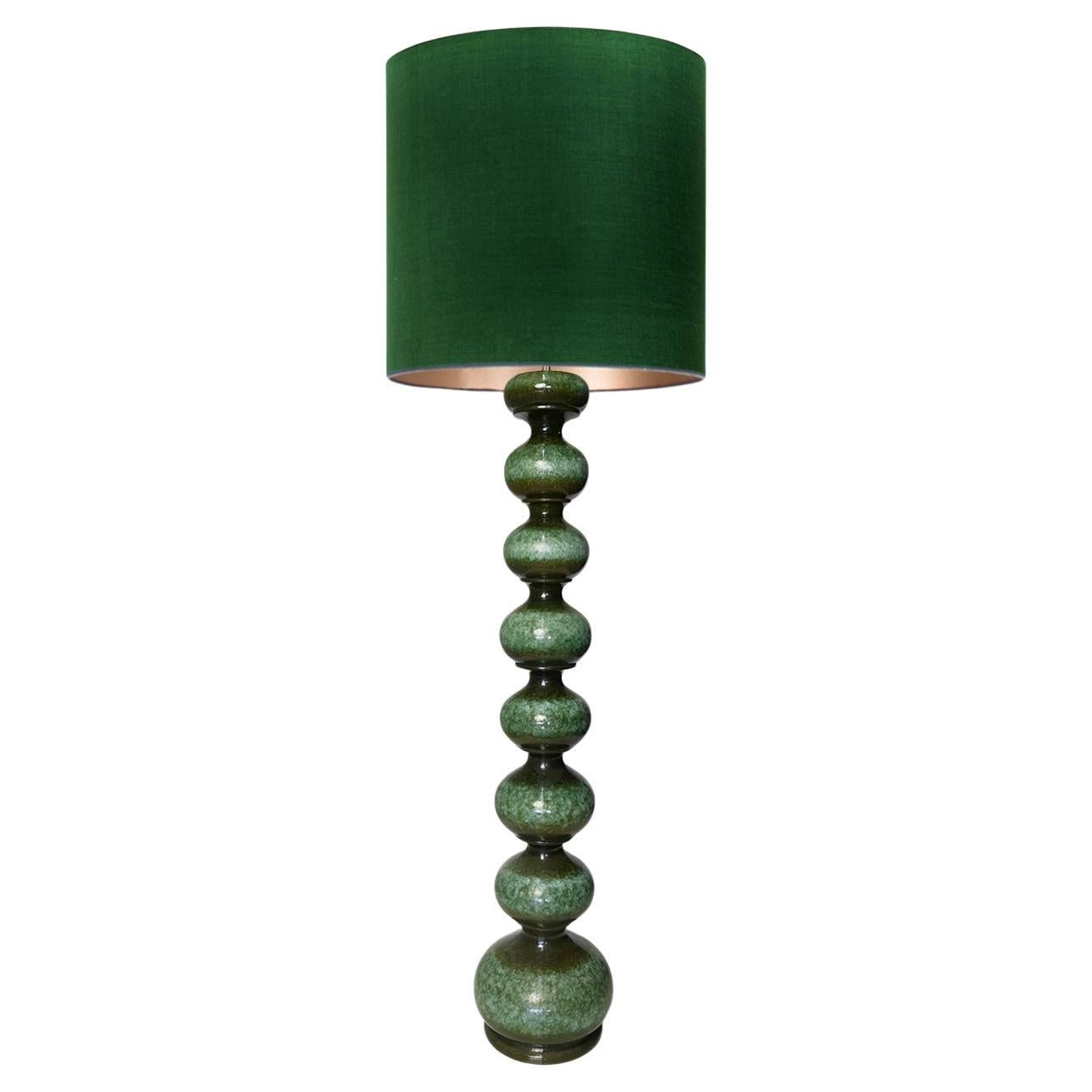 Lampadaire XL en céramique de Kaiser avec nouvel abat-jour en soie de René Houben