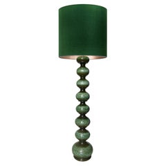 XL Ceramic Floorlamp by Kaiser with New Silk Lampshade by René Houben