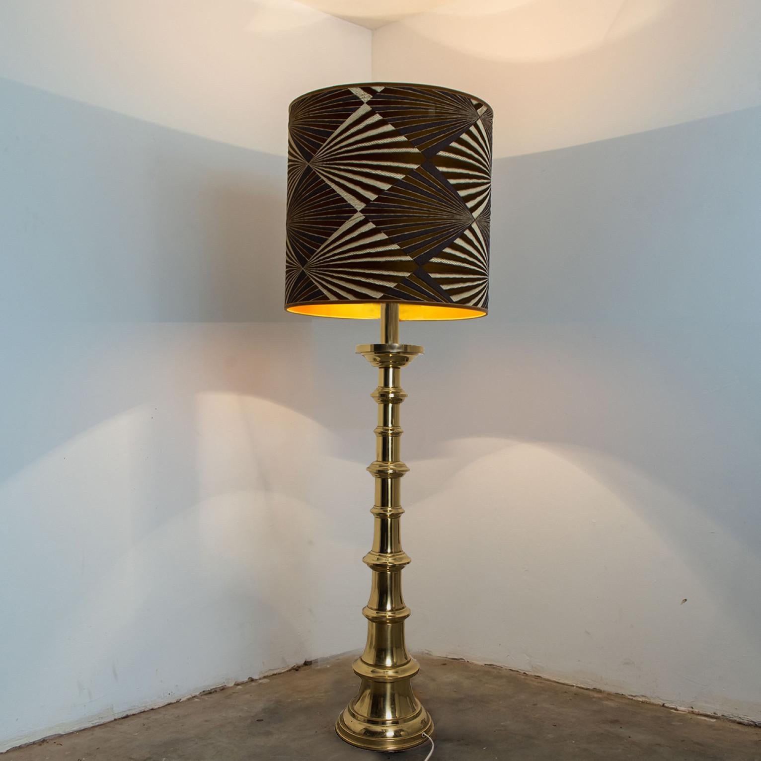 XL Ceramic Floorlamp by Kaiser with New Silk Lampshade Dedar For Sale 5