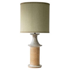 XL Ceramic Greige Terracotta Floor Lamp, Neutral Custom Lampshade by R. Houben
