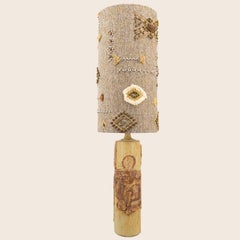 Lampe de table en céramique XL I. B. Rooke, Abat-jour Earth Tones de R. Houben, 1970