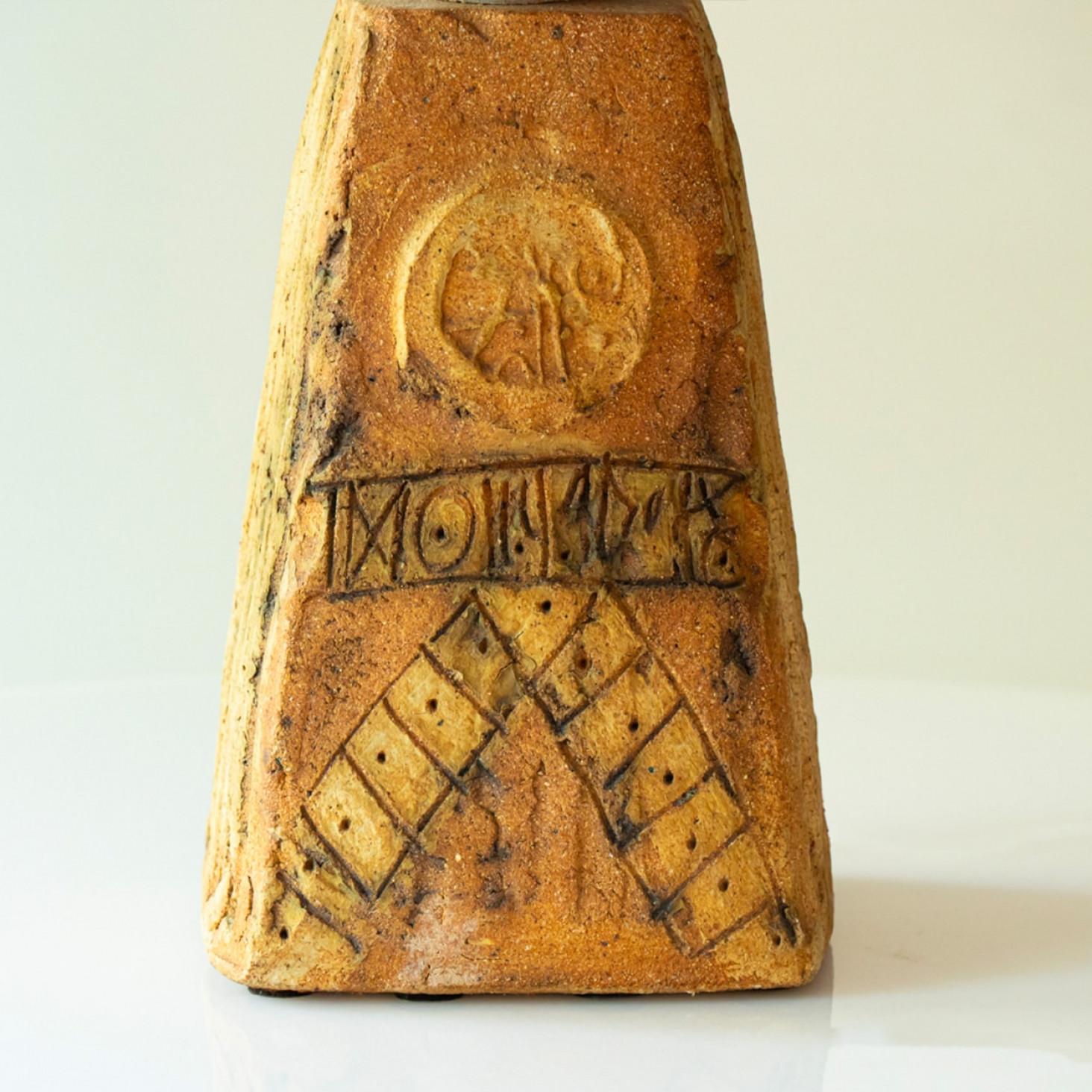 XL Keramik-Tischlampe von B. Rooke, neu, blauer Lampenschirm von R. Houben, 1970 (Sonstiges)