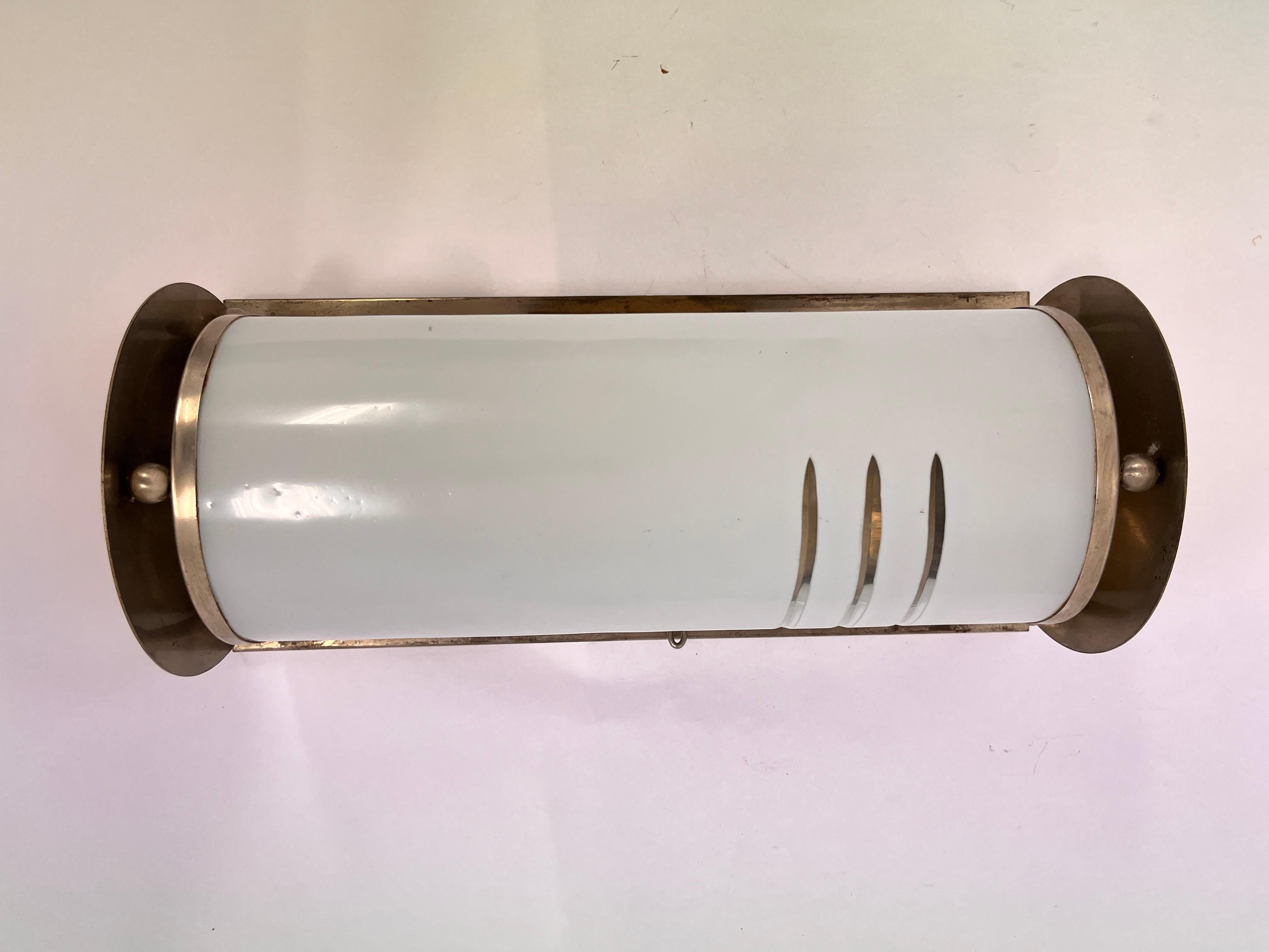 Lampada da parete e da vetro XL Chrome Design Bauhaus 1930 - Cecoslovacchia in vendita 1