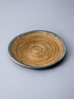 XL circular rattan tray, Italy, 1970's