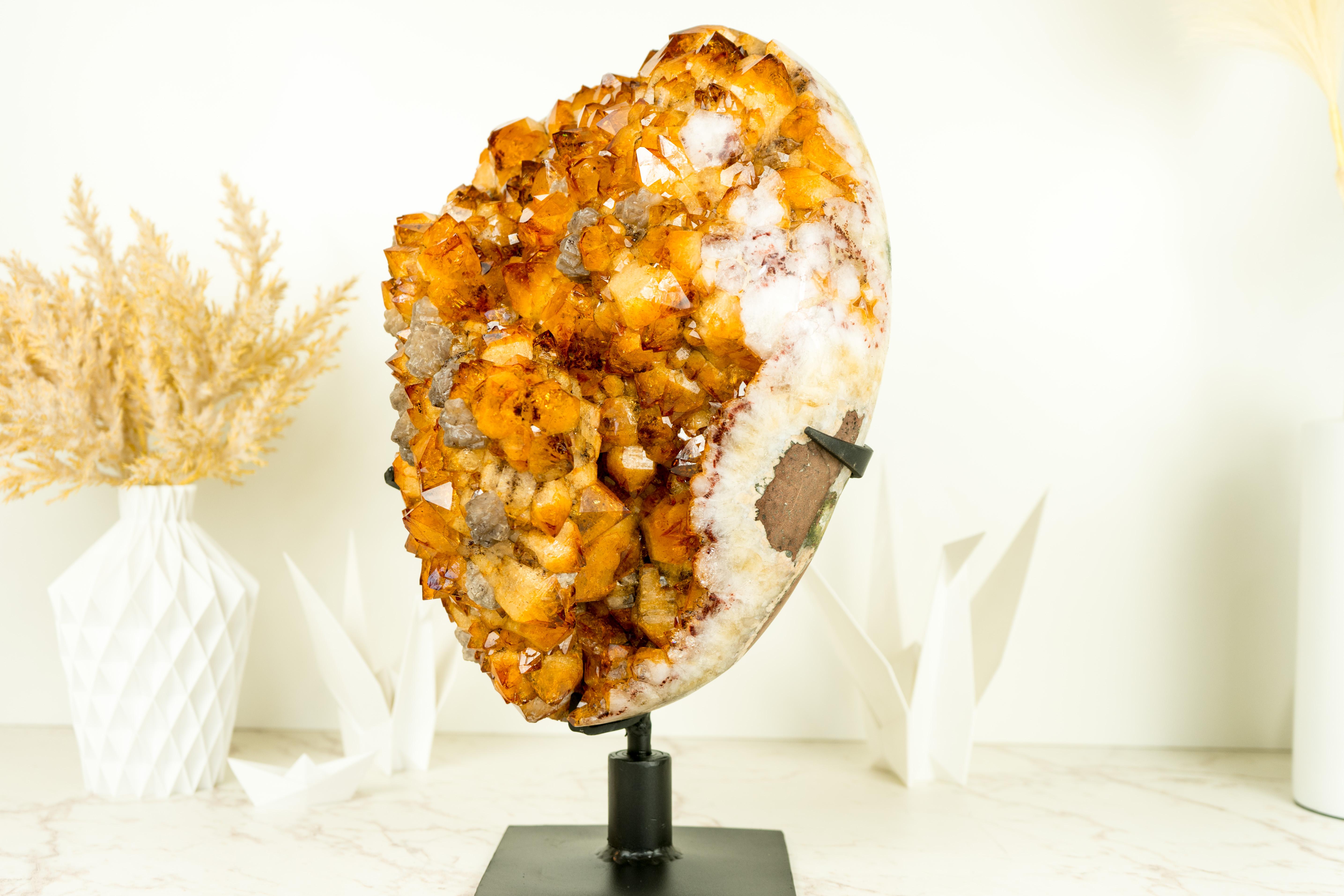 Brazilian XL Citrine Flower Crystal Geode, with AAA Citrine Druzy For Sale