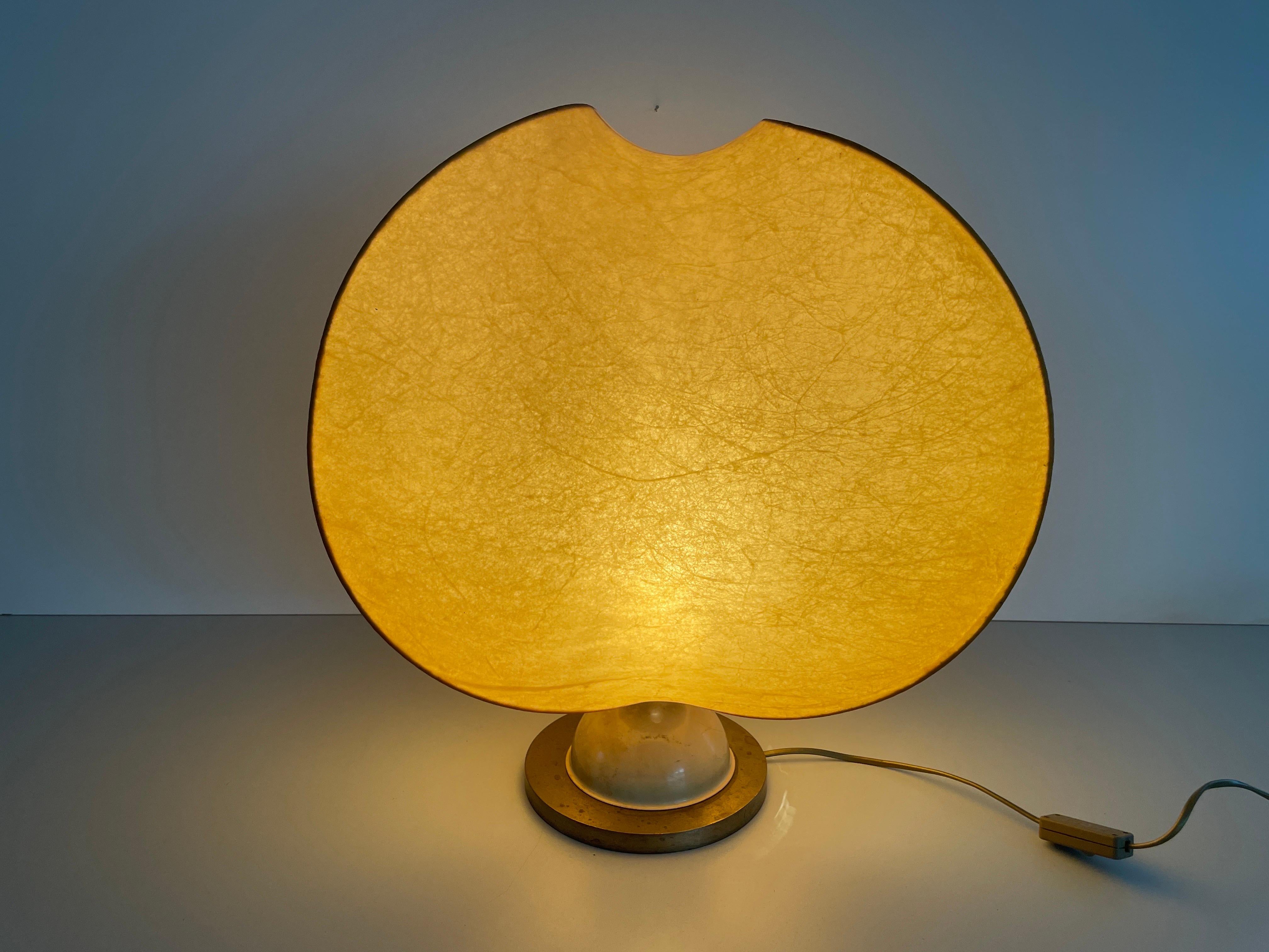 XL Cocoon Shade Table Lamp with Brass Base, 1960s, Italy For Sale 4