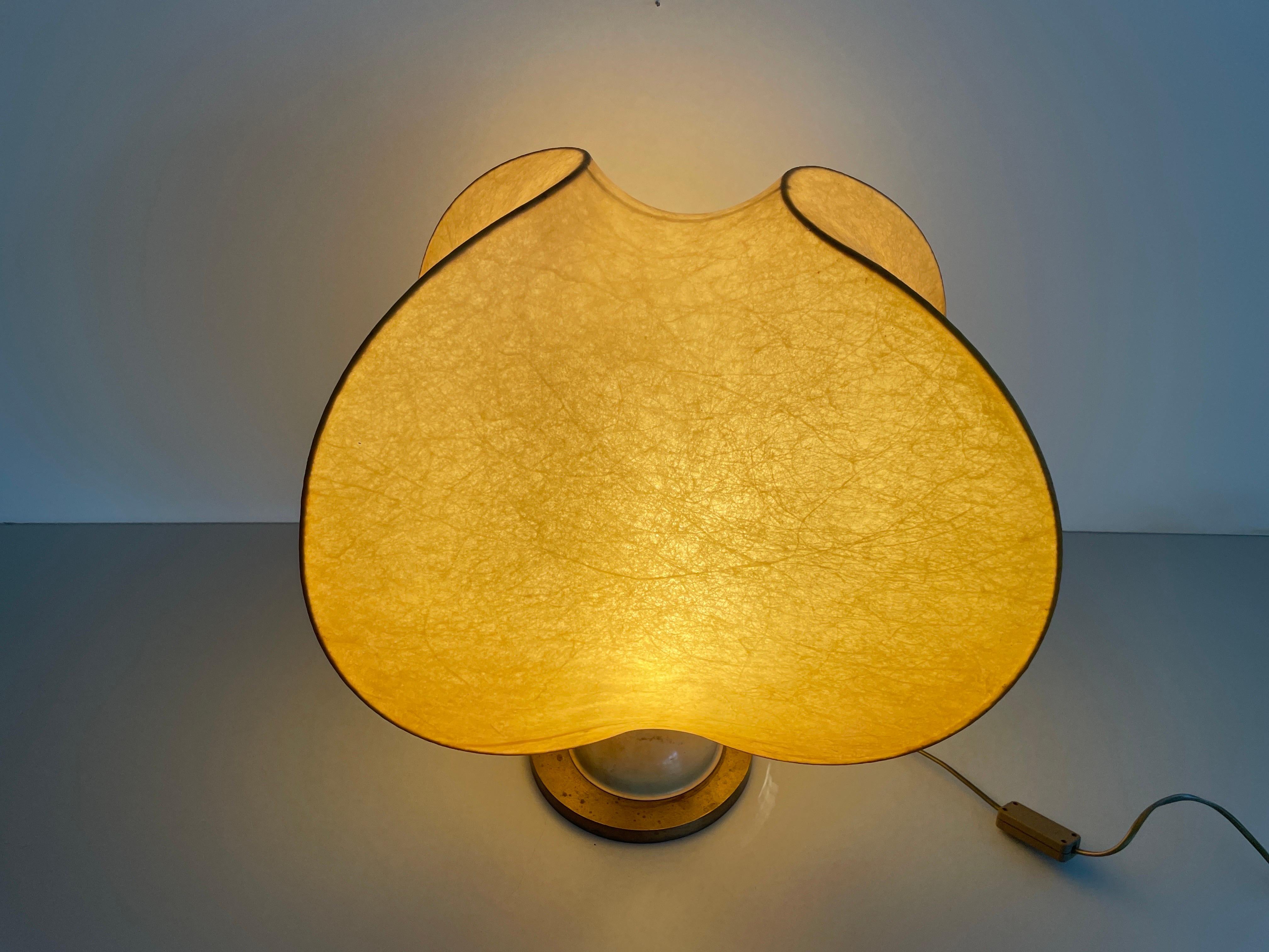 XL Cocoon Shade Table Lamp with Brass Base, 1960s, Italy For Sale 5