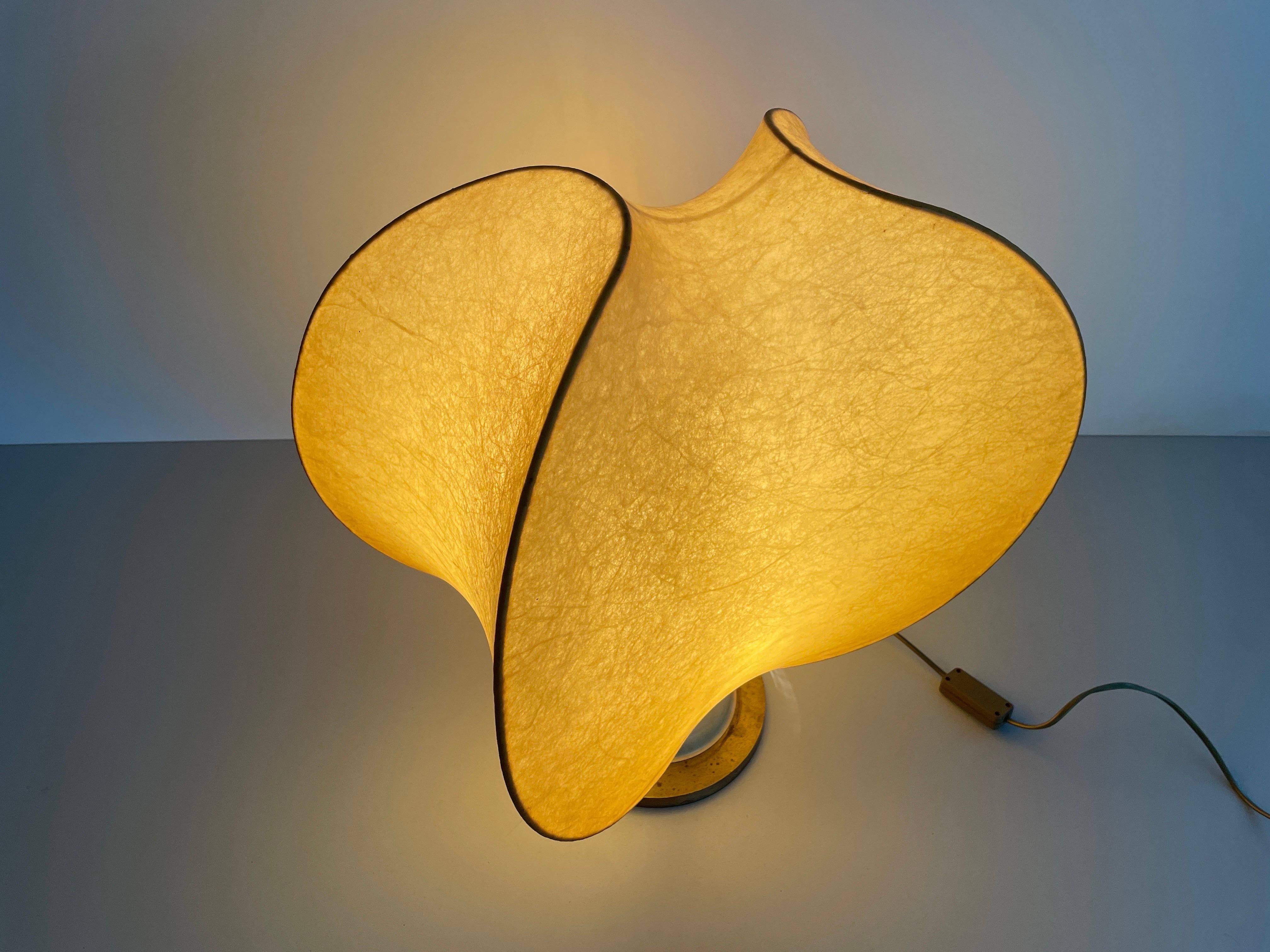 XL Cocoon Shade Table Lamp with Brass Base, 1960s, Italy For Sale 8