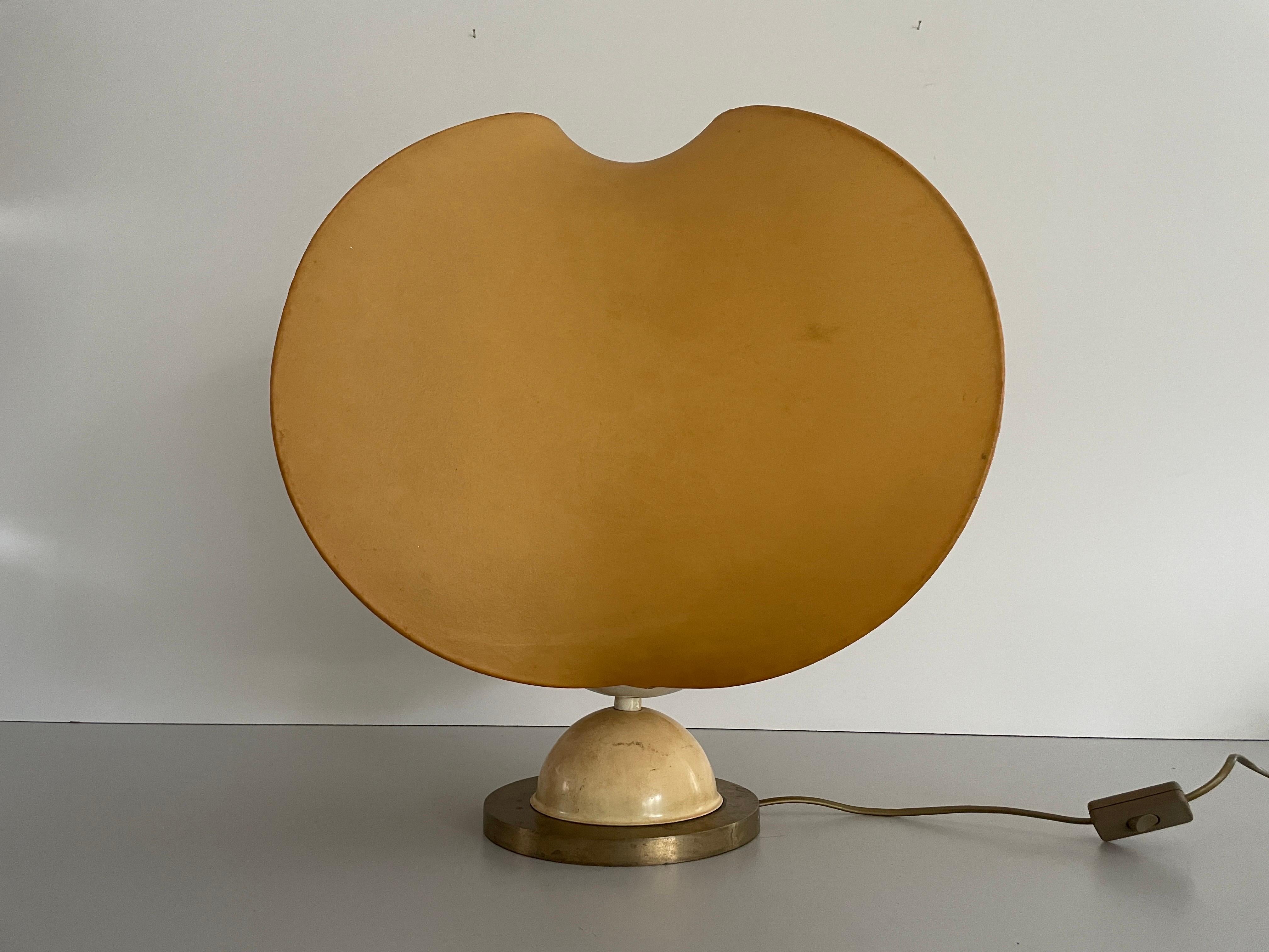 XL Cocoon Shade Table Lamp with Brass Base, 1960s, Italy

Minimal and natural design
Very high quality.
Fully functional.
Original cable and plug. These lamps are suitable for EU plug socket. 

Lamps are in very good vintage condition.
Wear