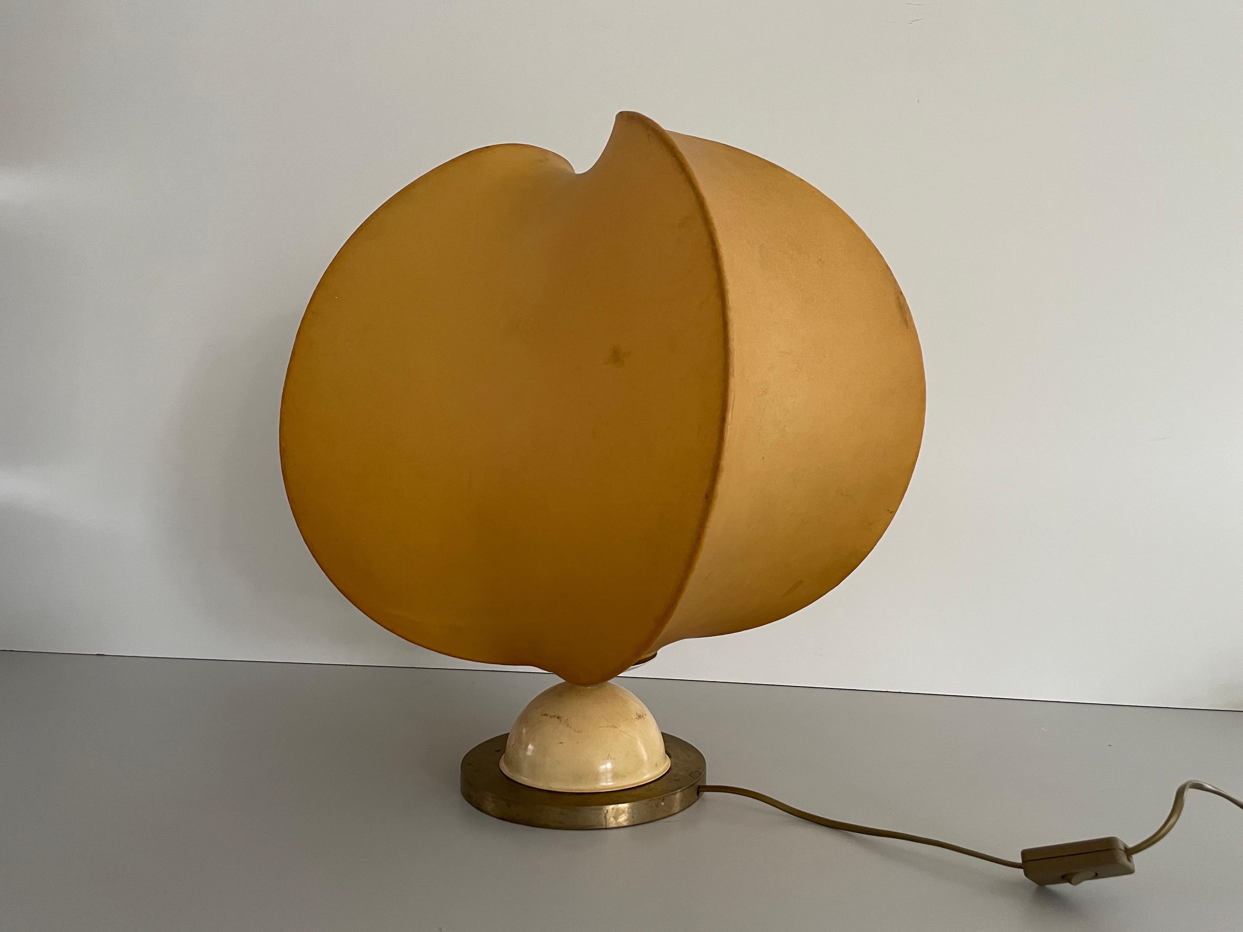 XL Cocoon Shade Table Lamp with Brass Base, 1960s, Italy For Sale 1