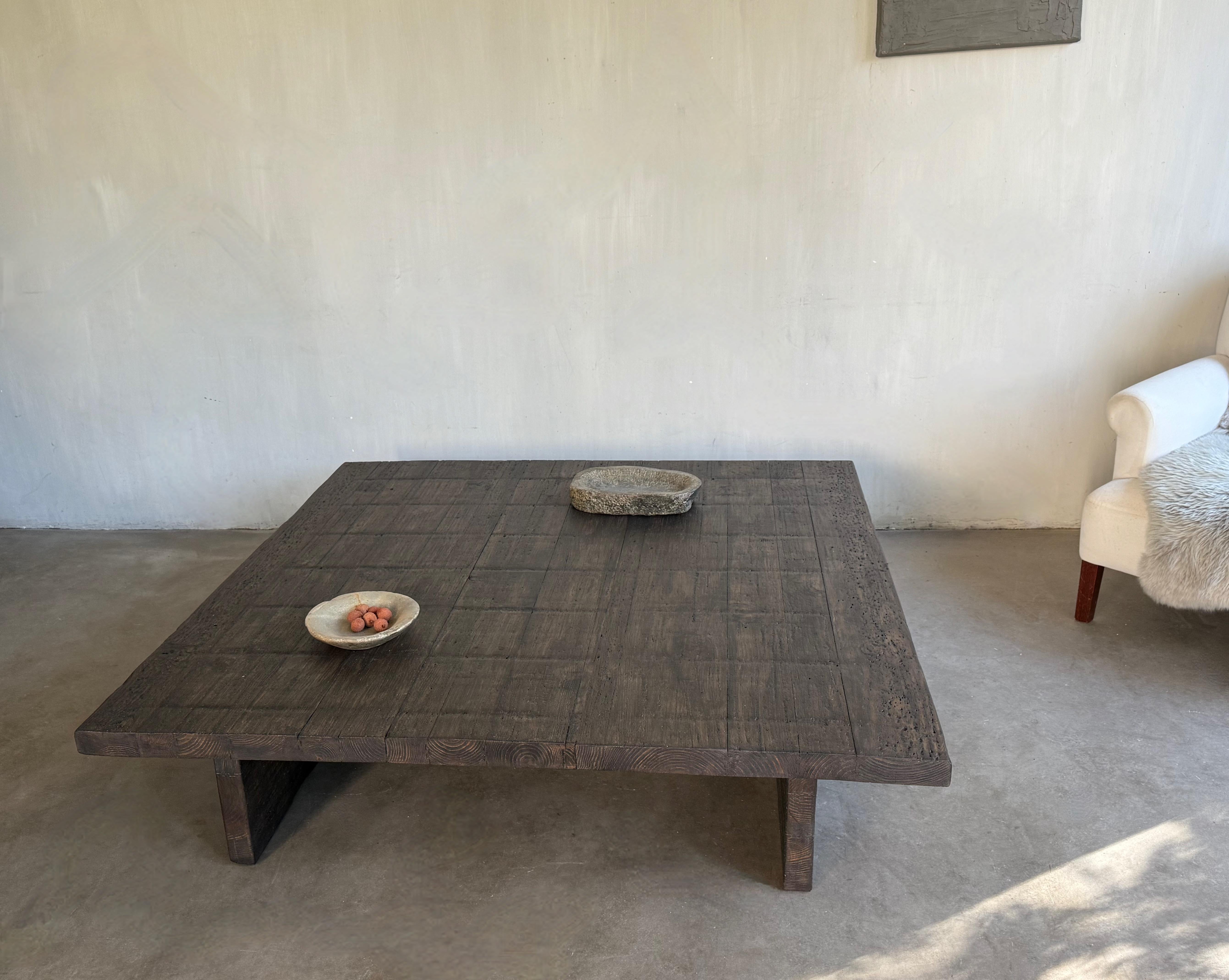 Contemporary XL Coffee Table in Antique Lariks For Sale