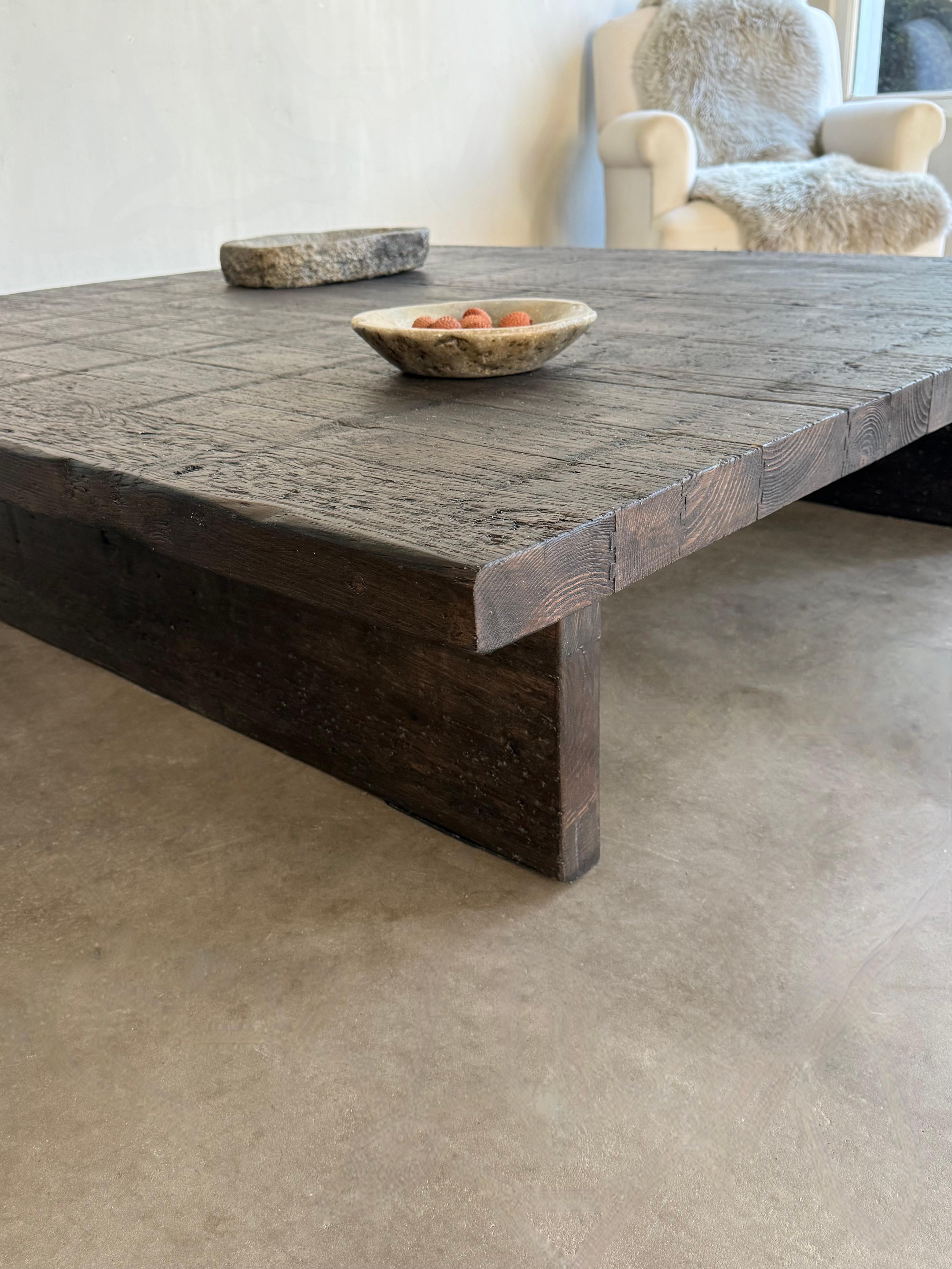 Wood XL Coffee Table in Antique Lariks For Sale